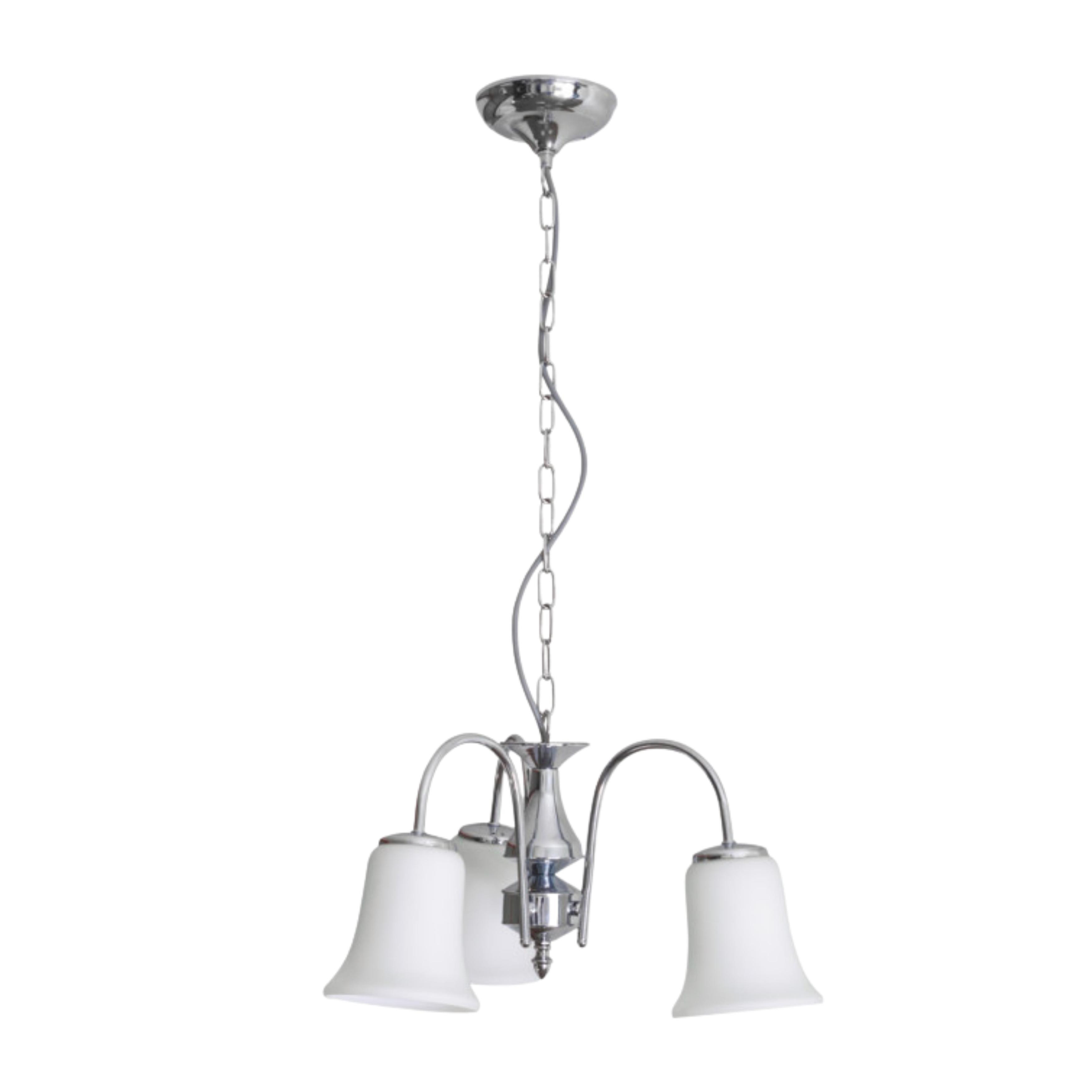 Nessa Satin Chrome Acid Glass Bell Glass Mini Chandelier