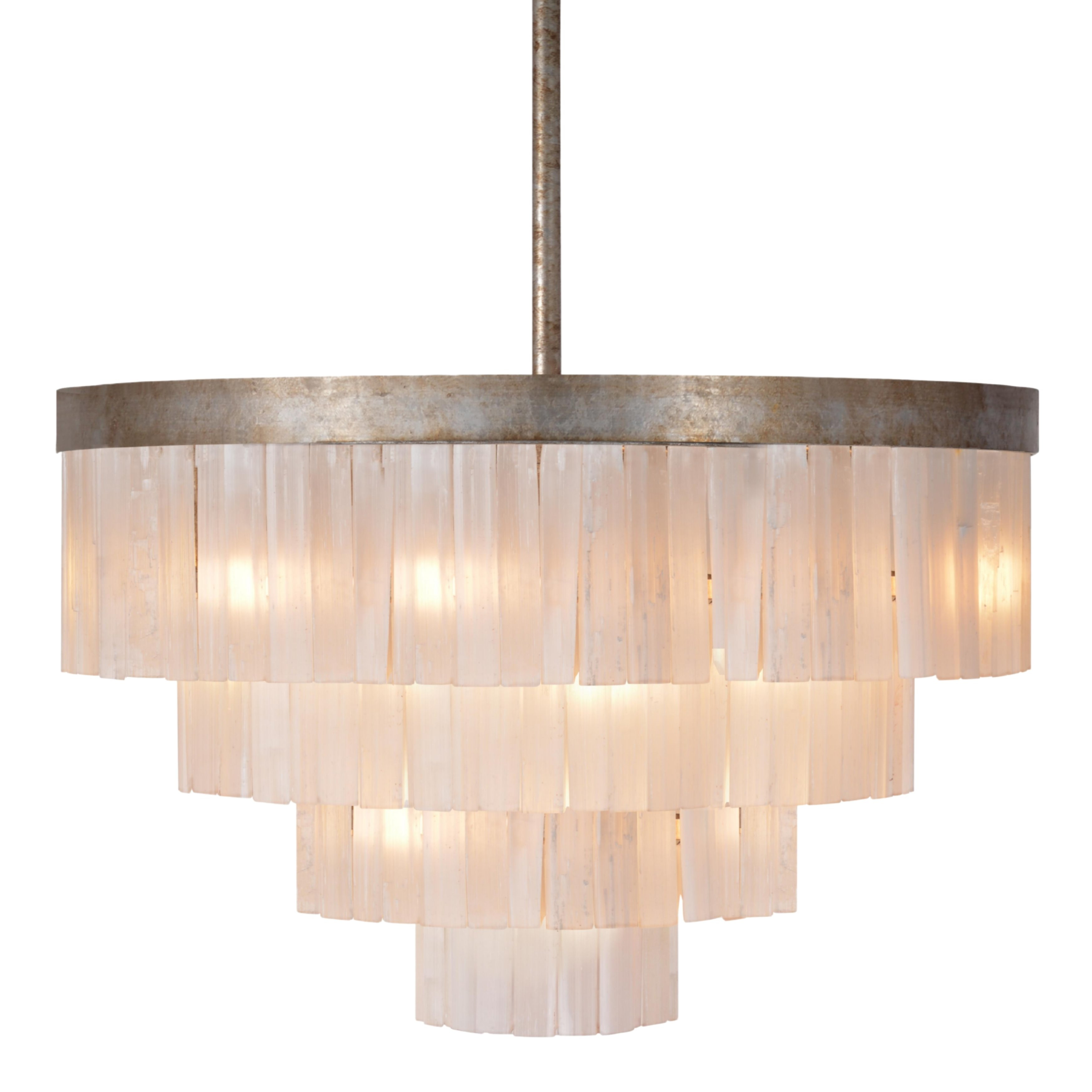 Selene Round White Crystal Tiered Chandelier