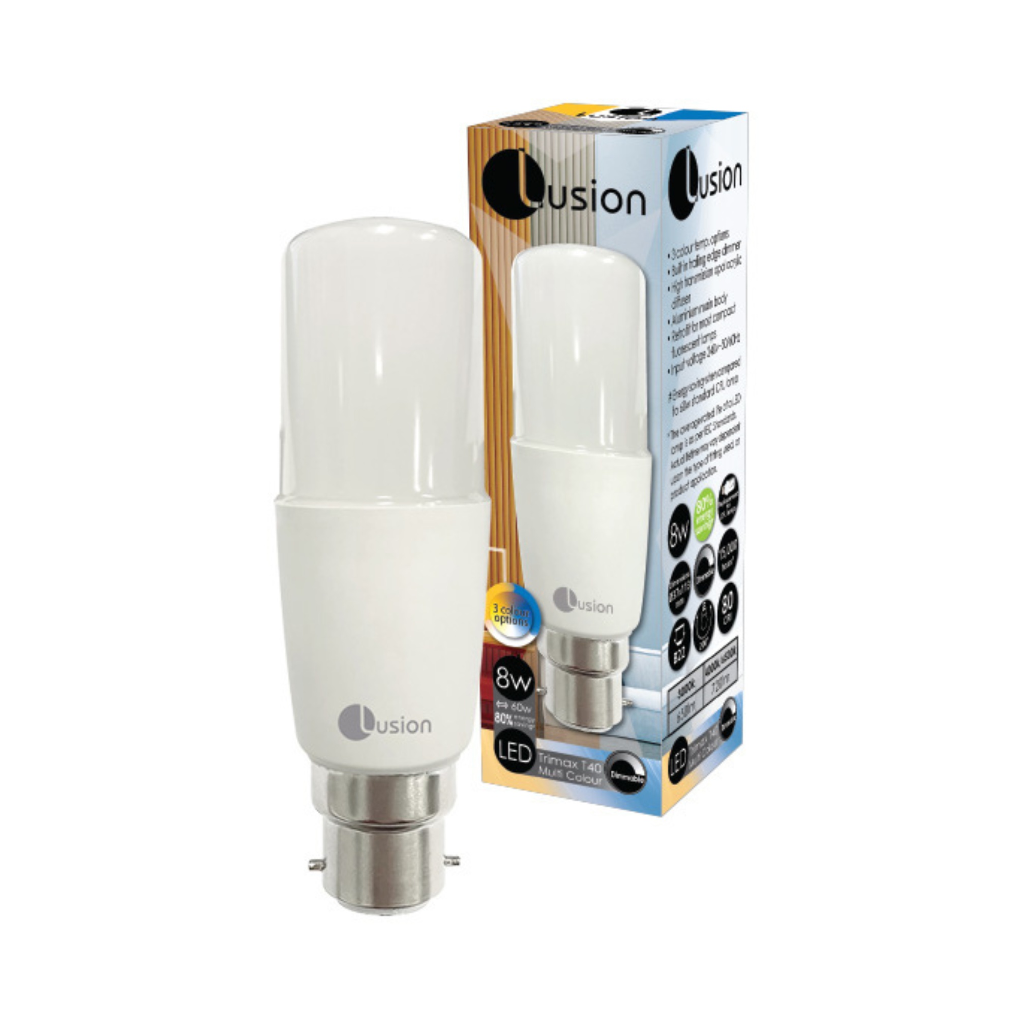 240V 8W Trimax Dimmable 3CTS B22 T10 LED Bulb