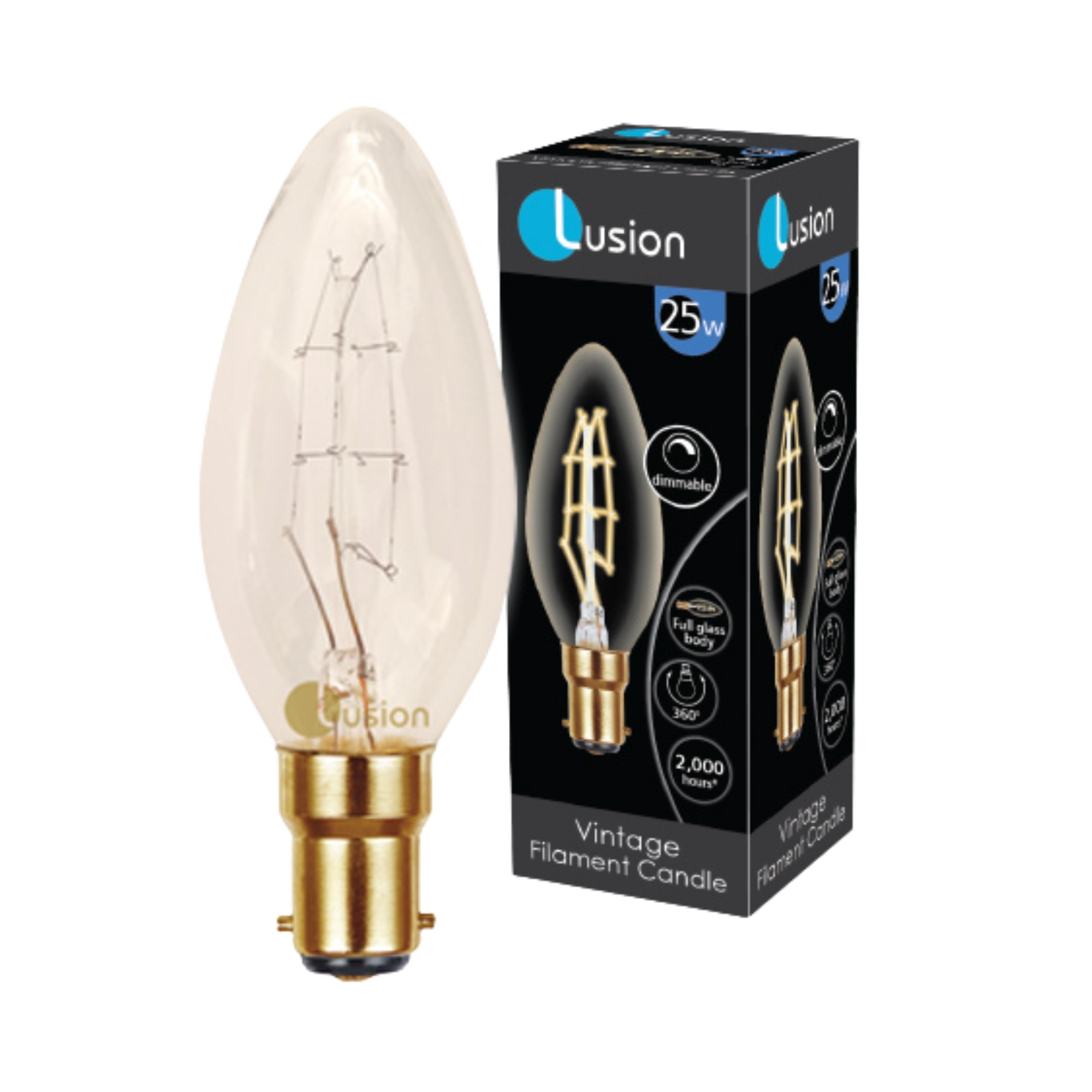 25W Vintage Golden Glass Dimmable Warm White B15 Candle Bulb