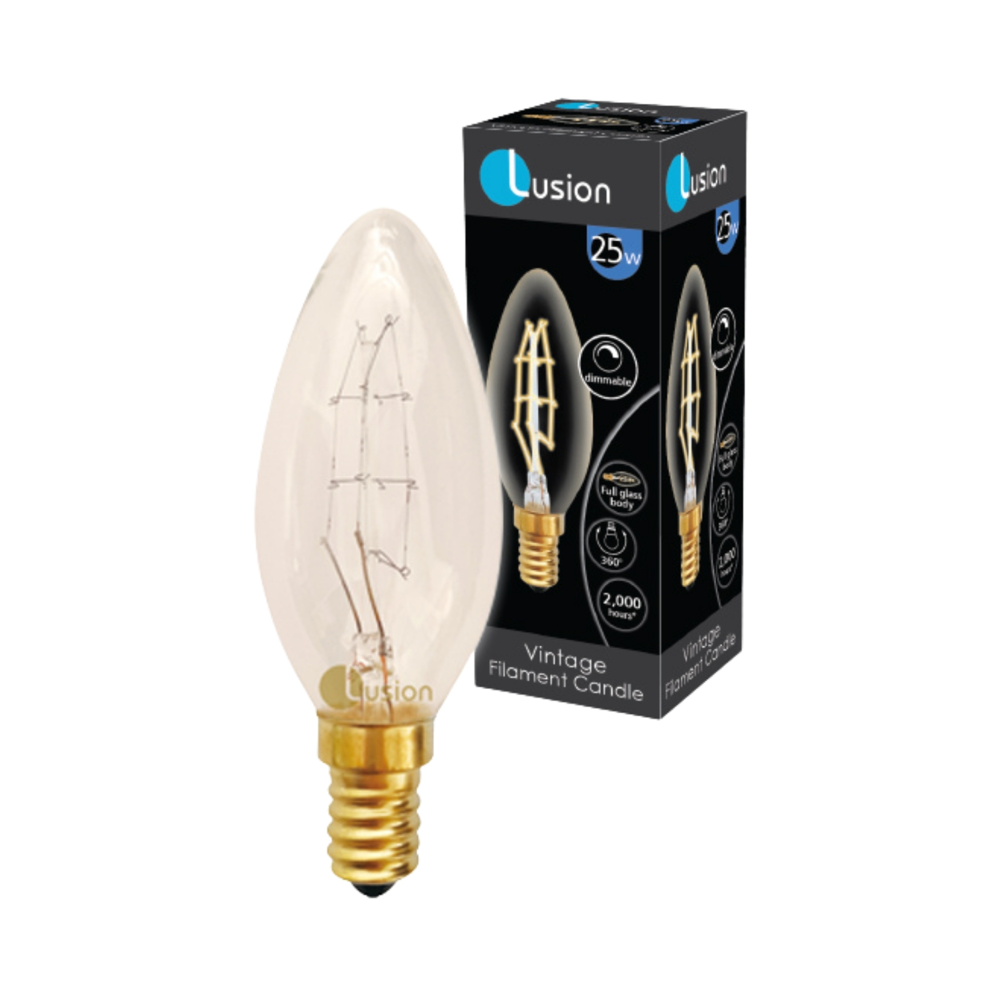25W Vintage Golden Glass Dimmable Warm White E14 Candle Bulb