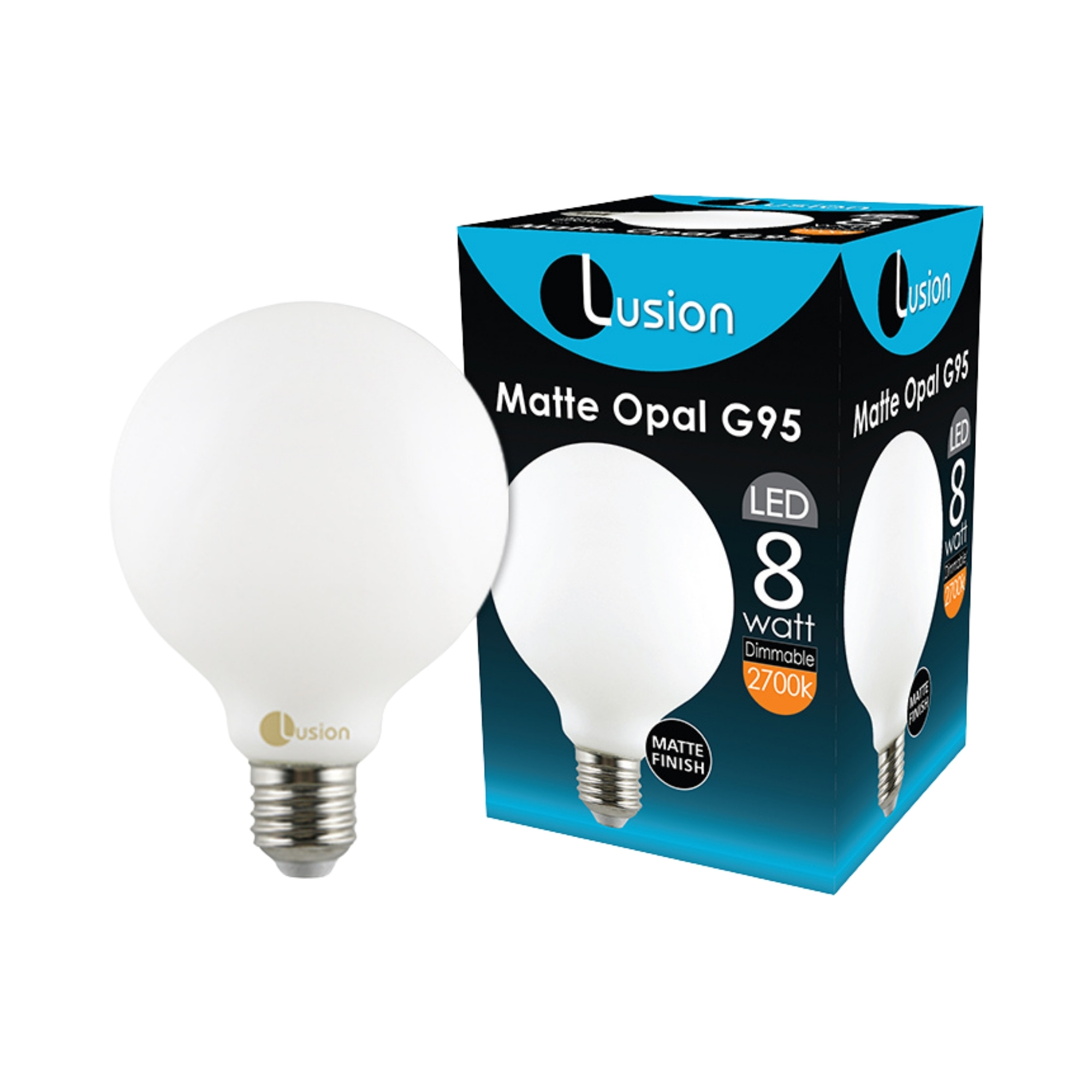 8W Matt Opal Dimmable Warm White E27 G95 LED Bulb
