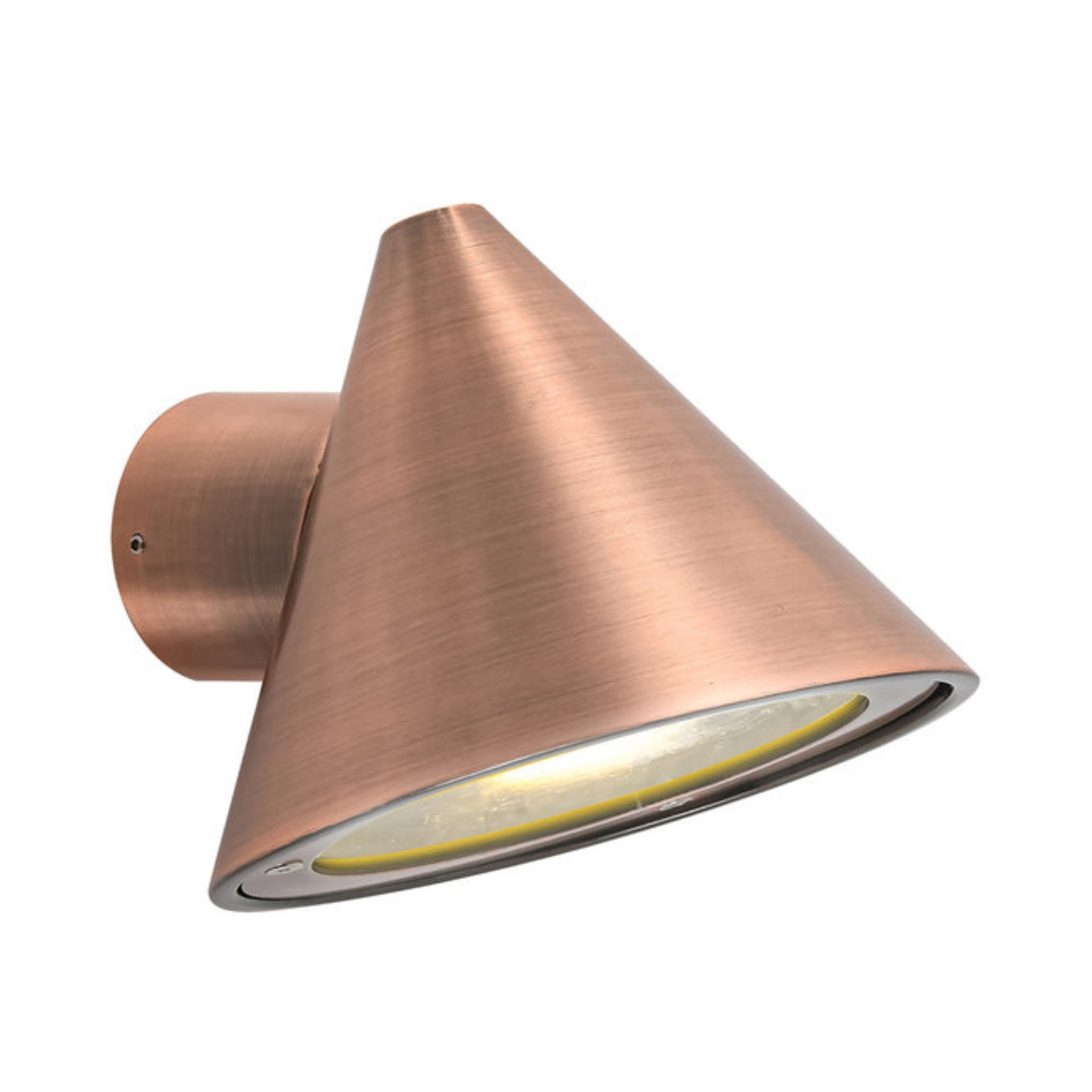 Chany Copper Cone Clear Glass Exterior Wall Light