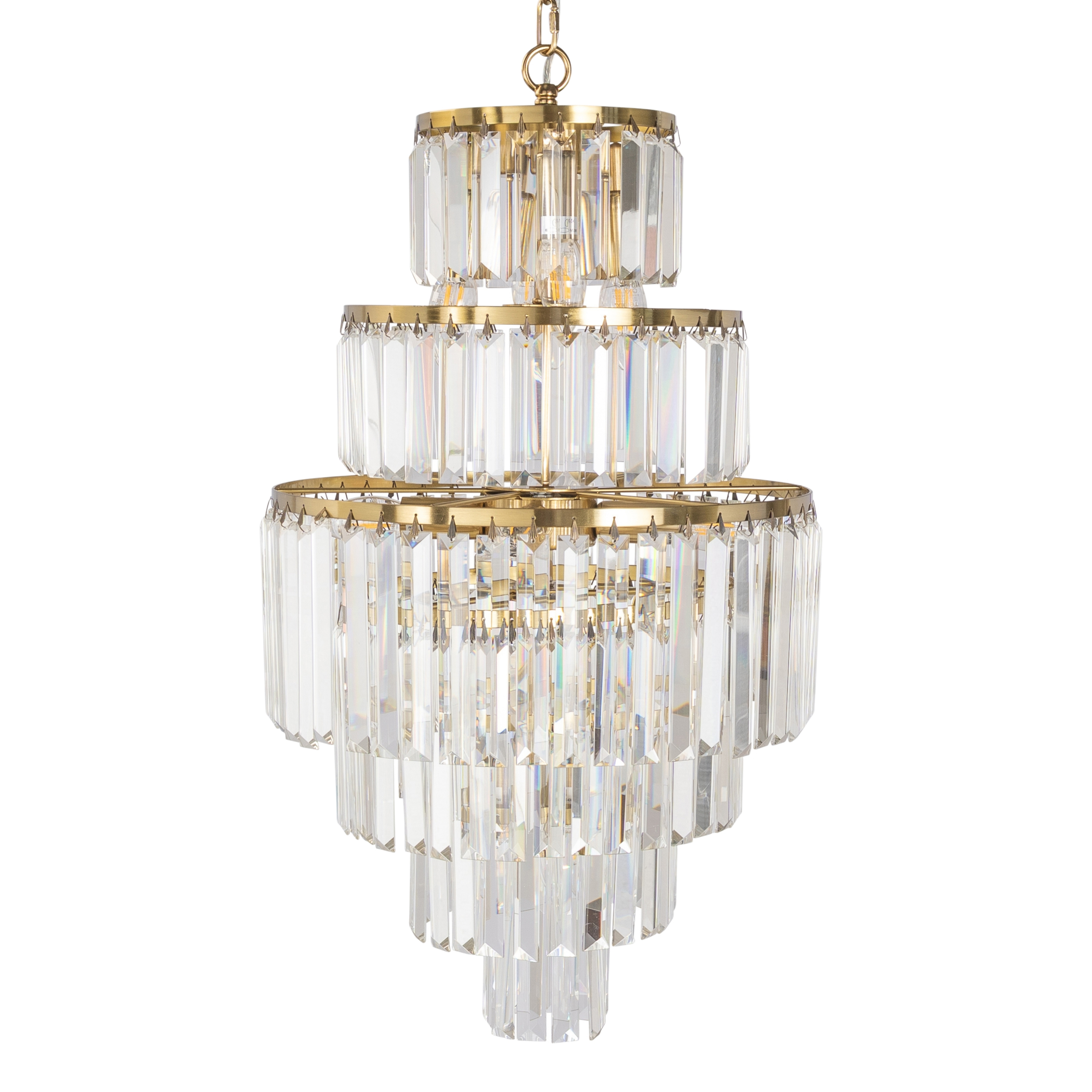 Celestial 6 Tier Satin Brass Crystal Pendant Chandelier