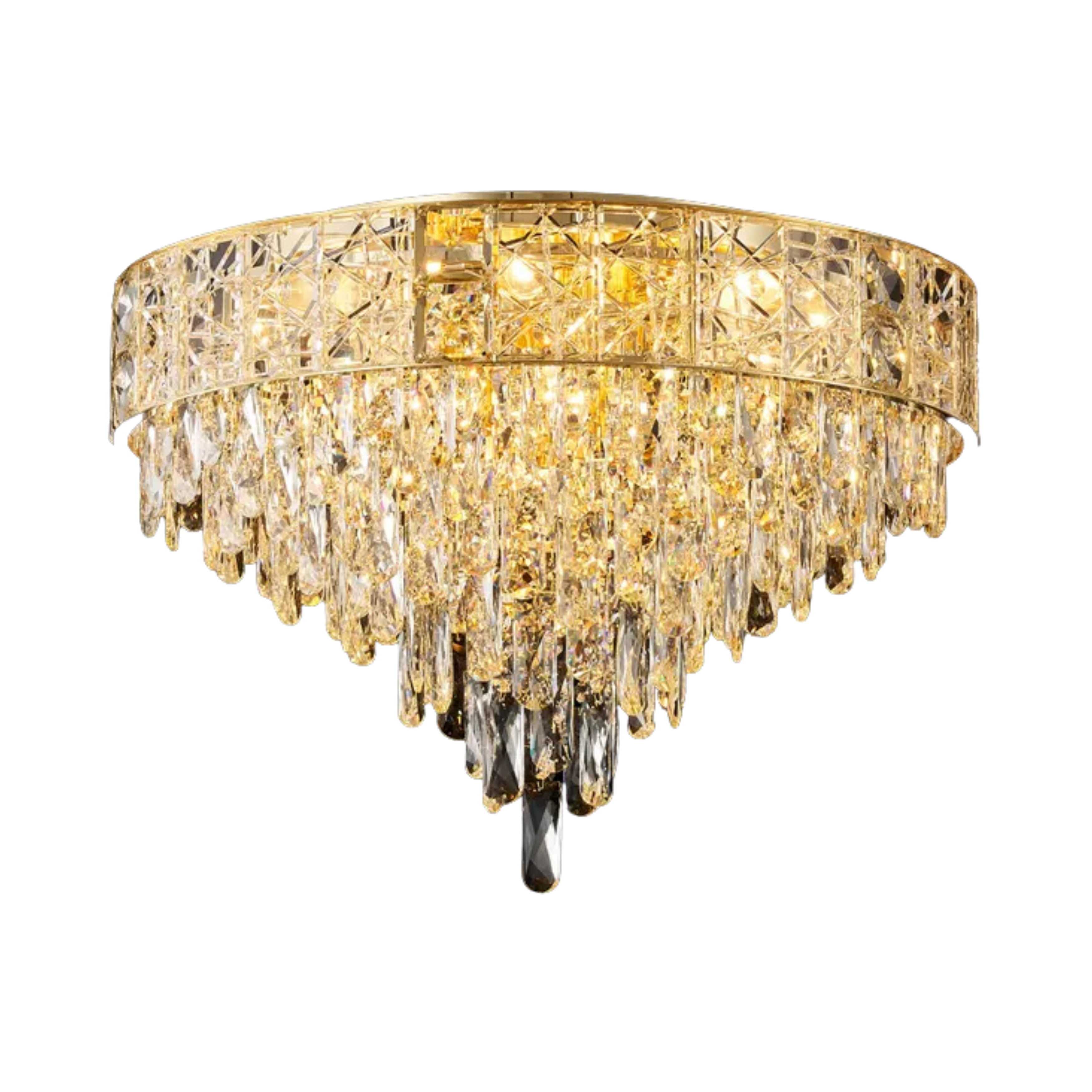 Flynn Crystal Gold Close to Ceiling Light