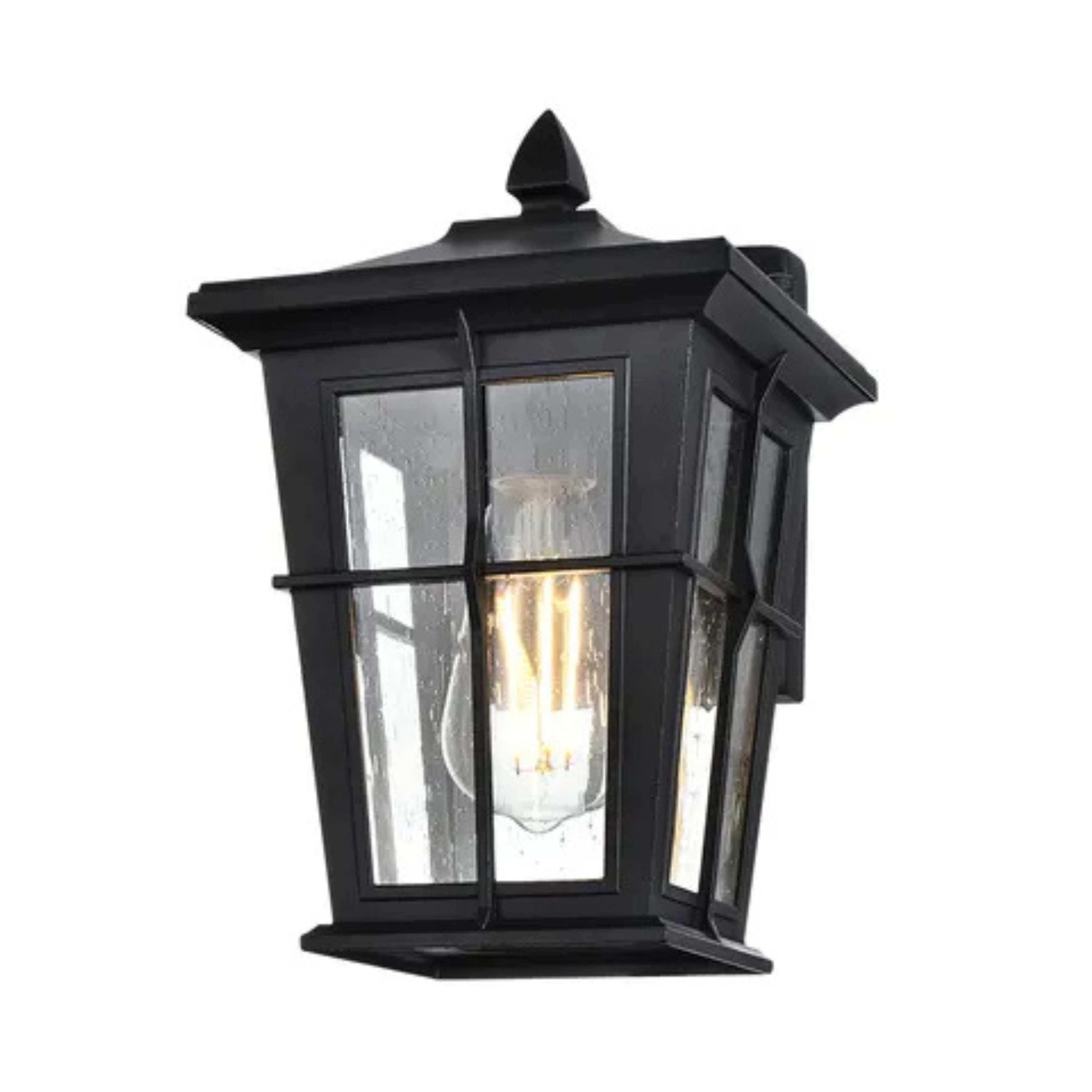 Eren Black Glass Exterior Lantern Wall Light