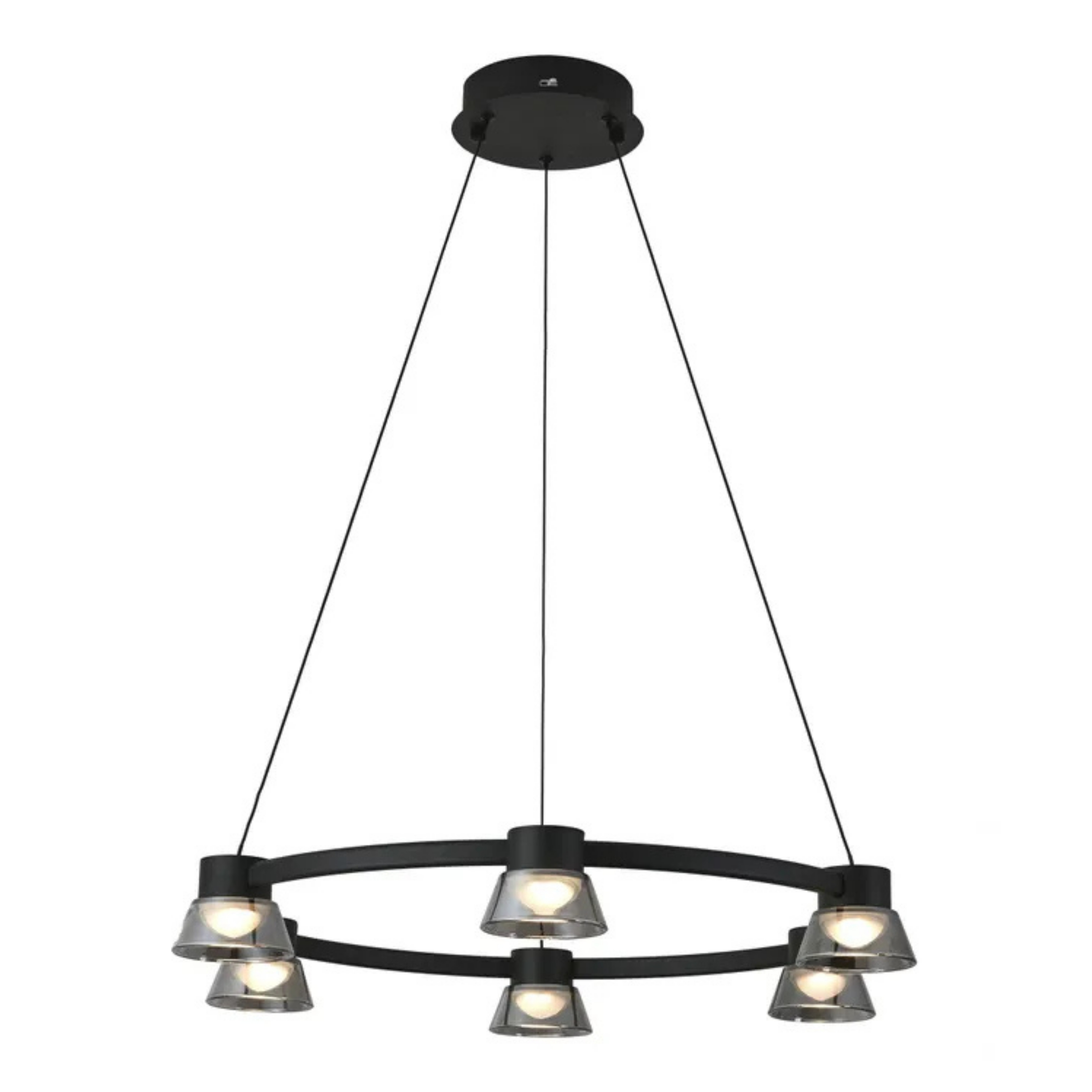 Rocket 6 Light Black 3CCT LED Ring Pendant