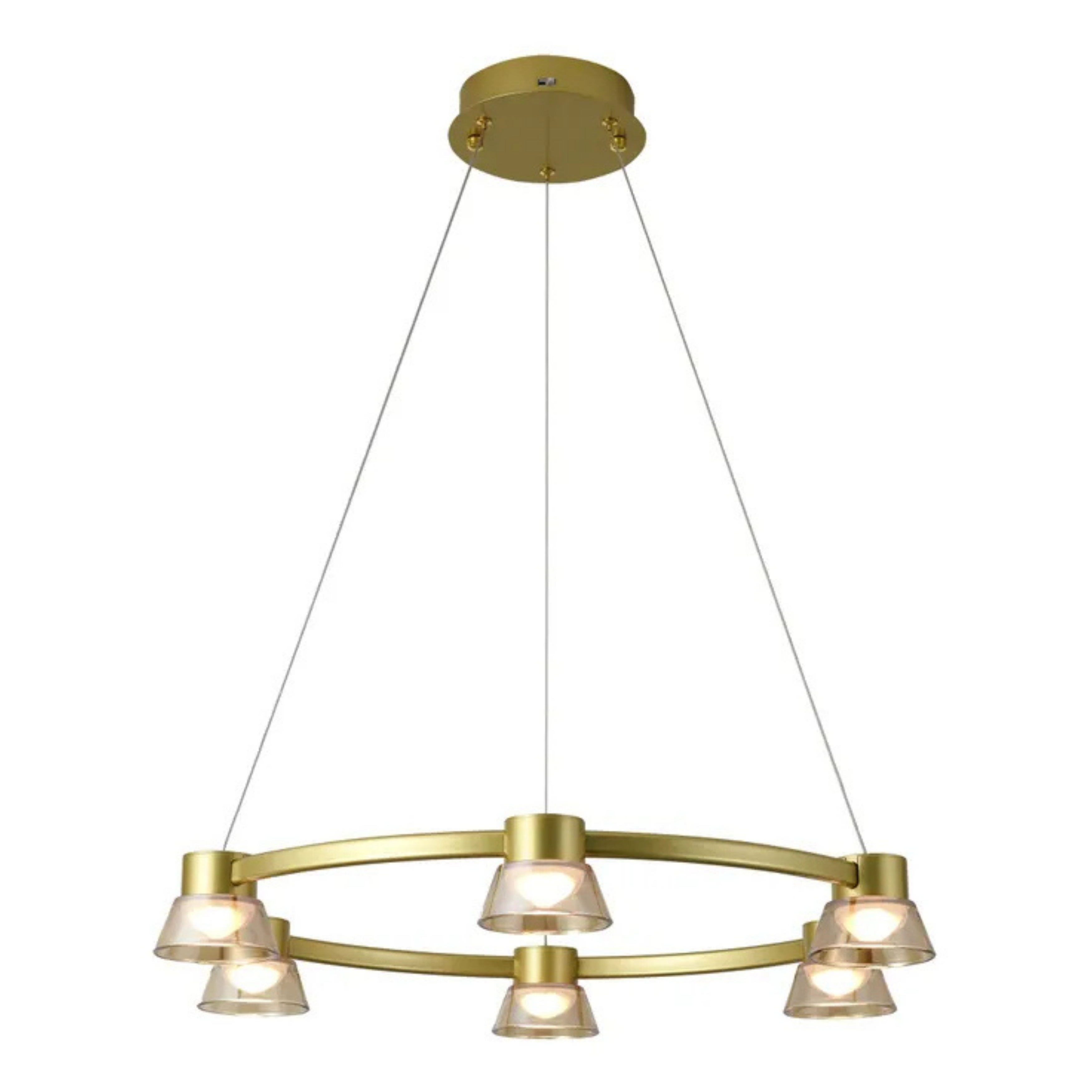 Rocket 6 Light Gold 3CCT LED Ring Pendant