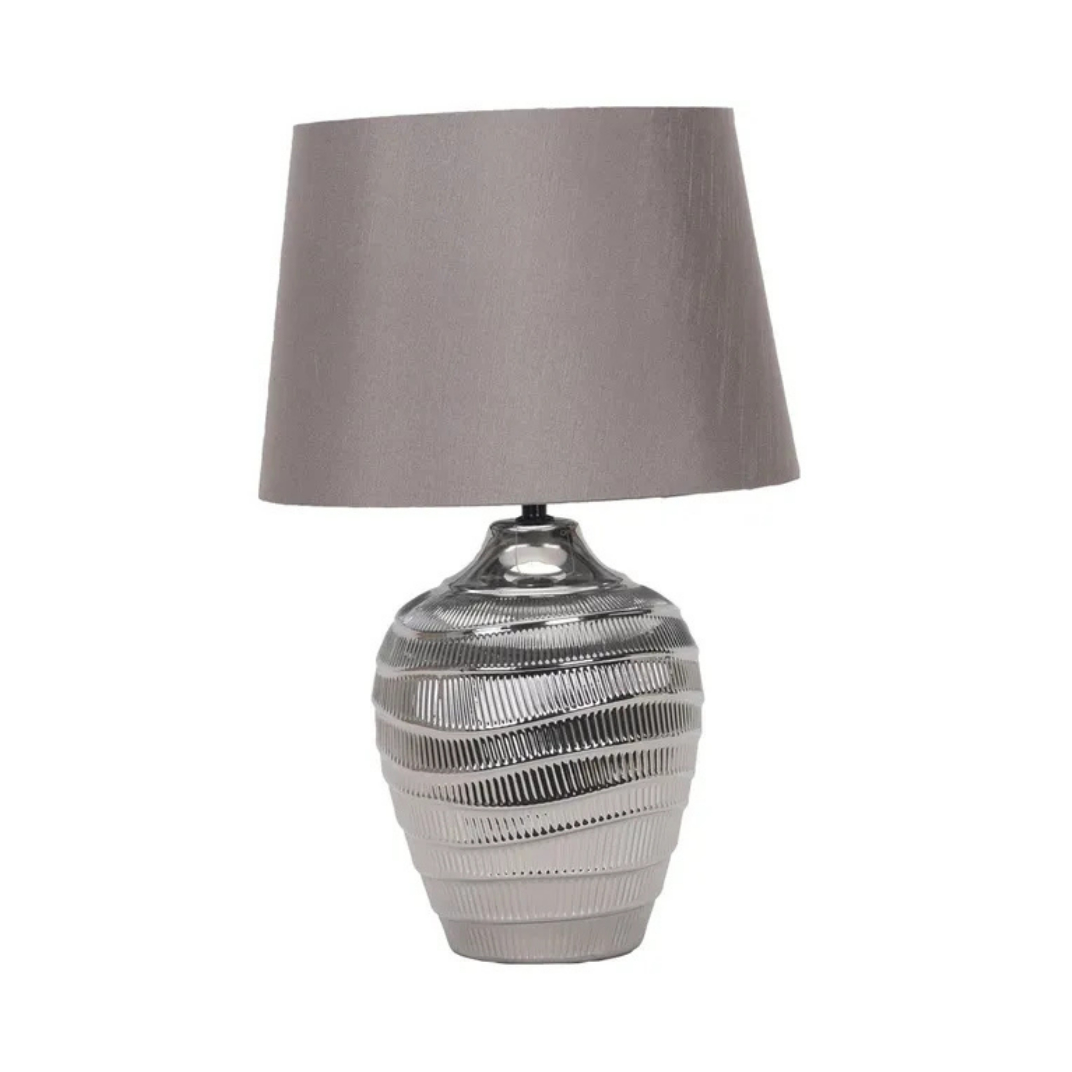 Lena Silver Wavy Textured Ceramic Table Lamp