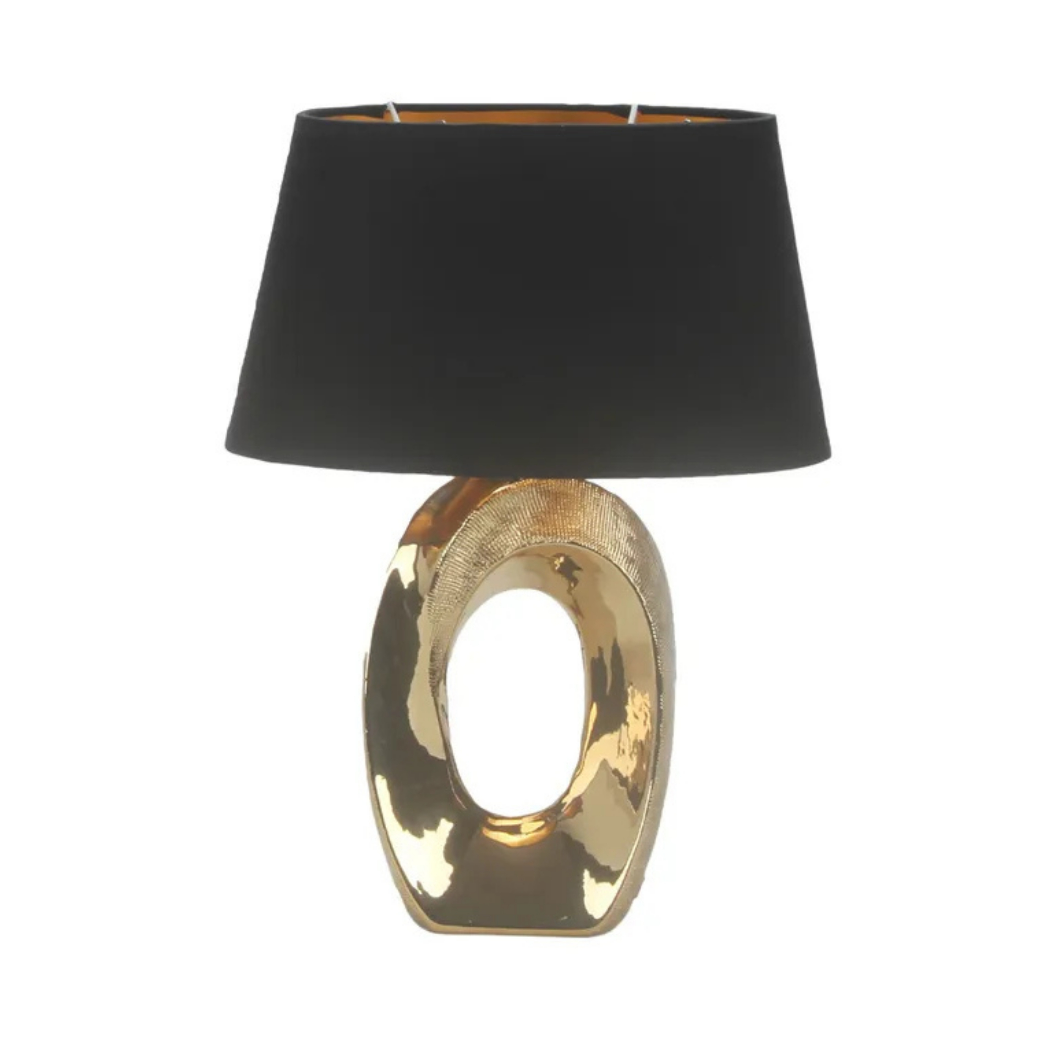 Shine Gold Abstract Oval Ceramic Table Lamp