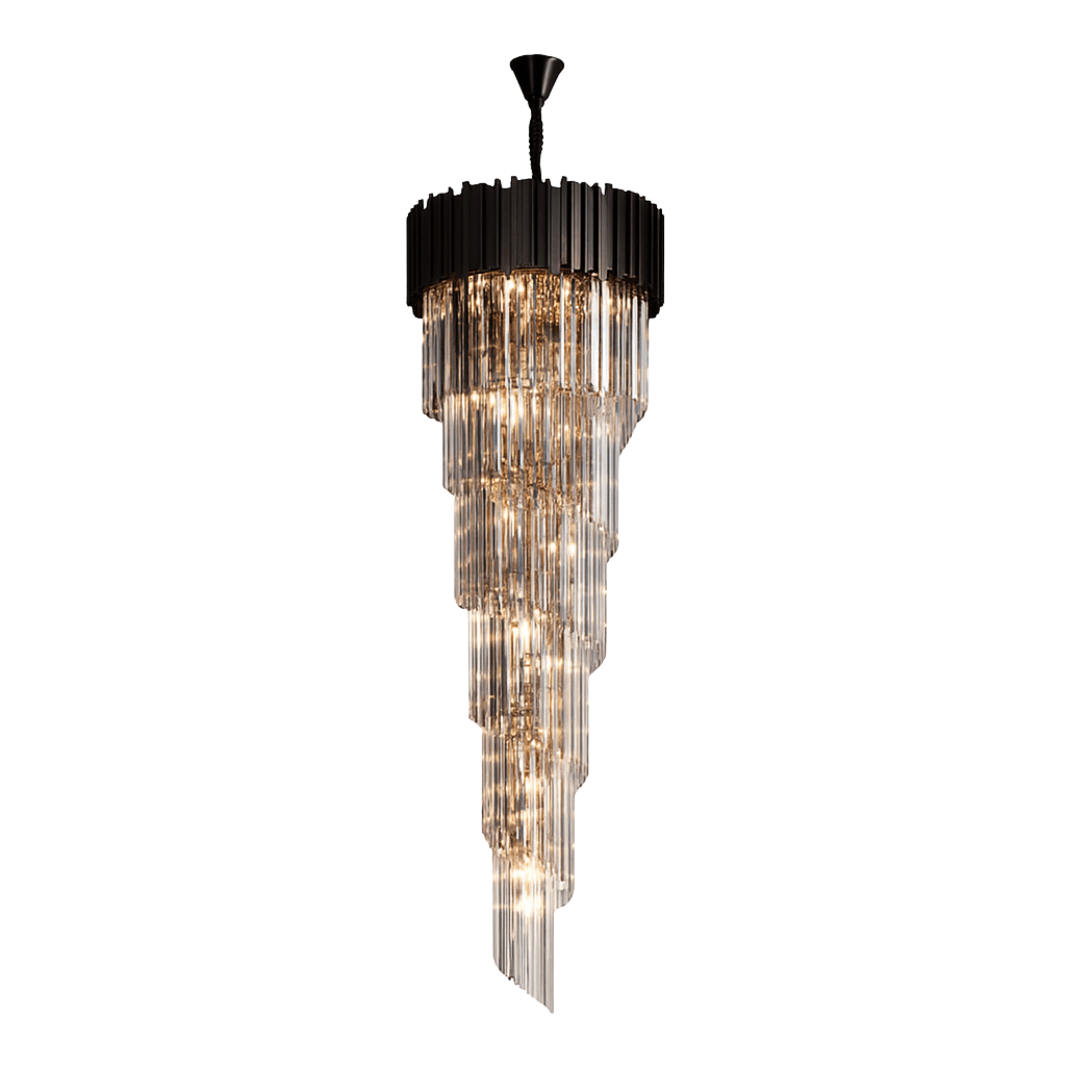 Carrie Tiered Crystal Black Dangling Chandelier
