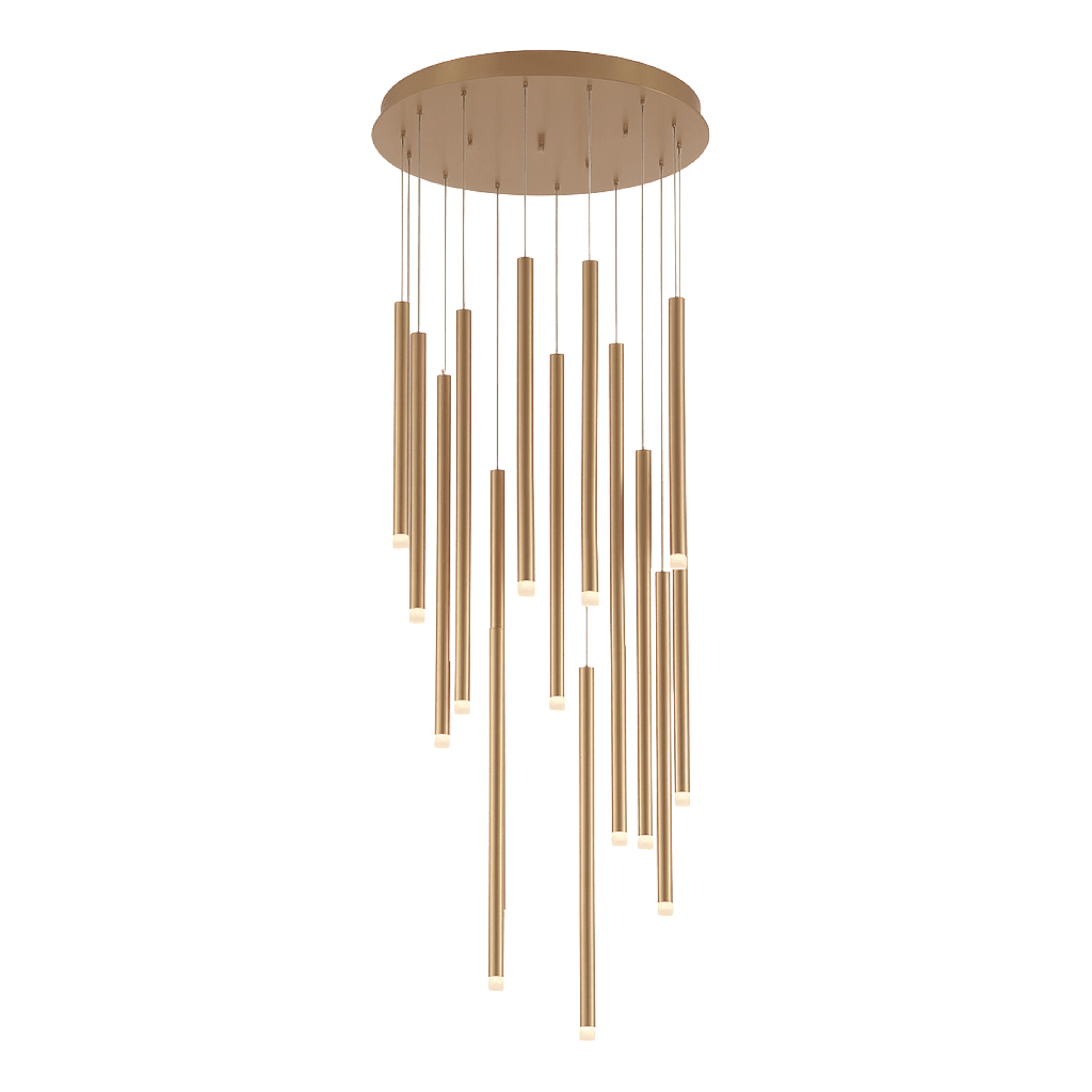 Lilin 21 Light Modern Rods Cluster Pendant - Gold