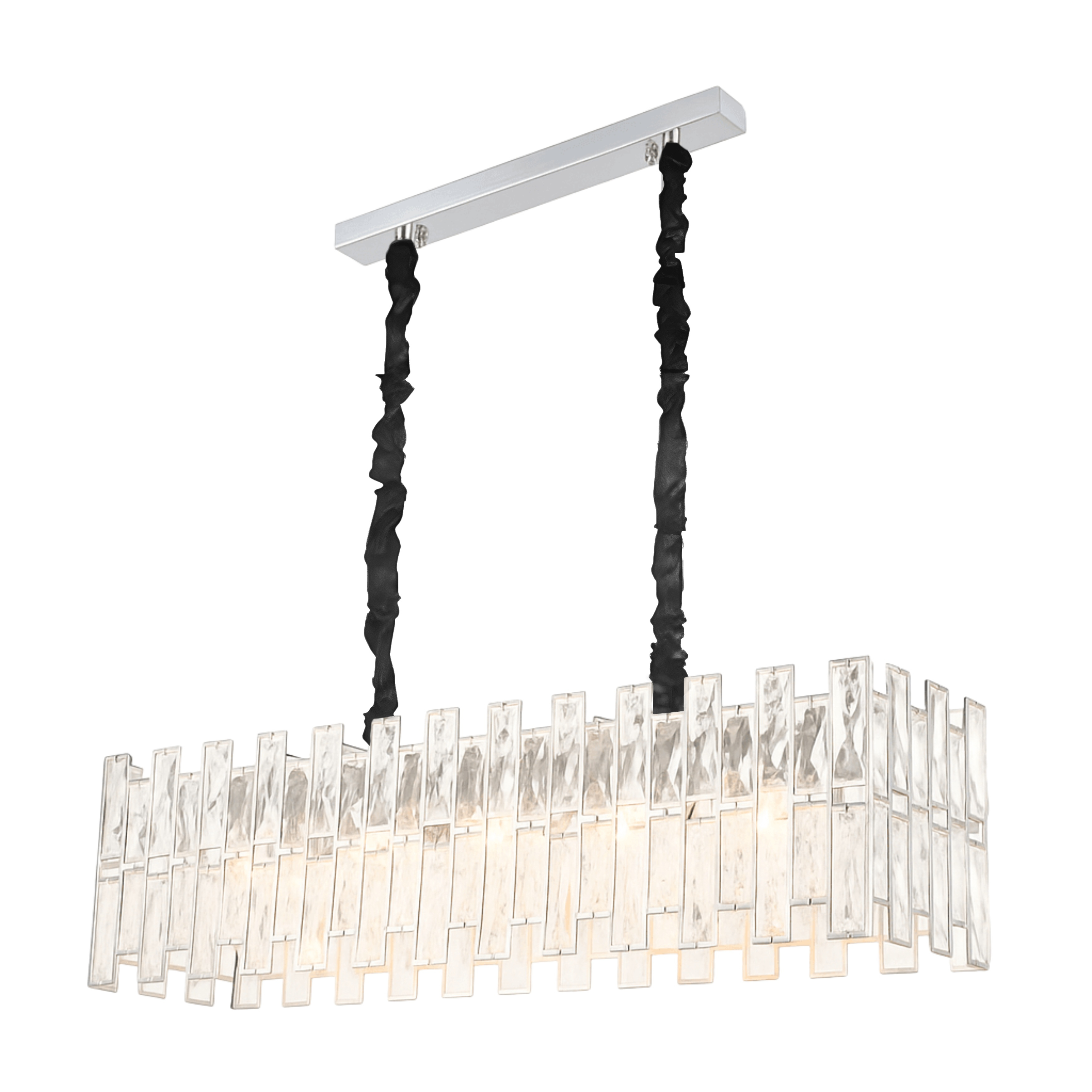 Marianne Crystal Prism Rectangular Chandelier - Silver Chrome