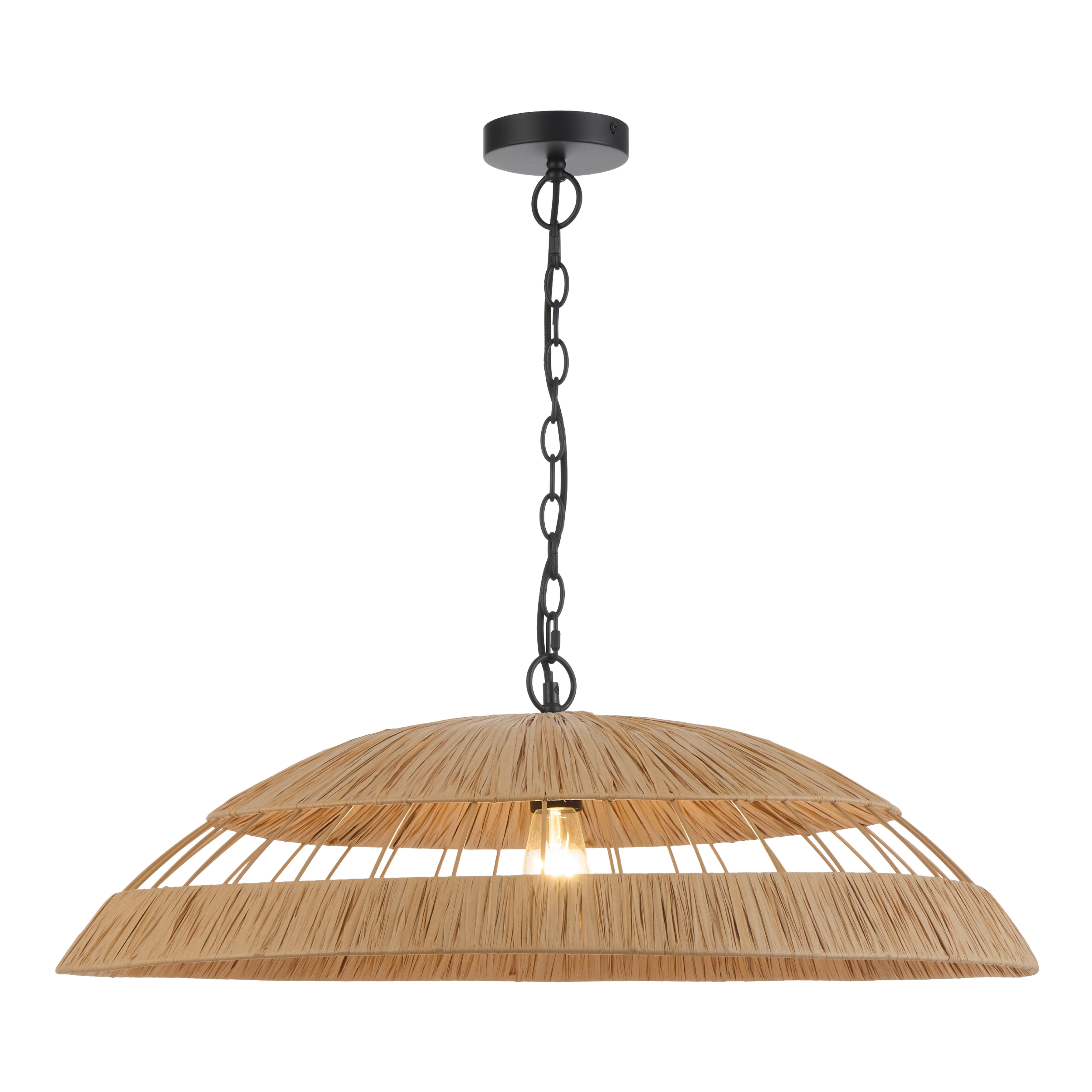 Vasili Oversized Natural Raffia Dome Pendant Light