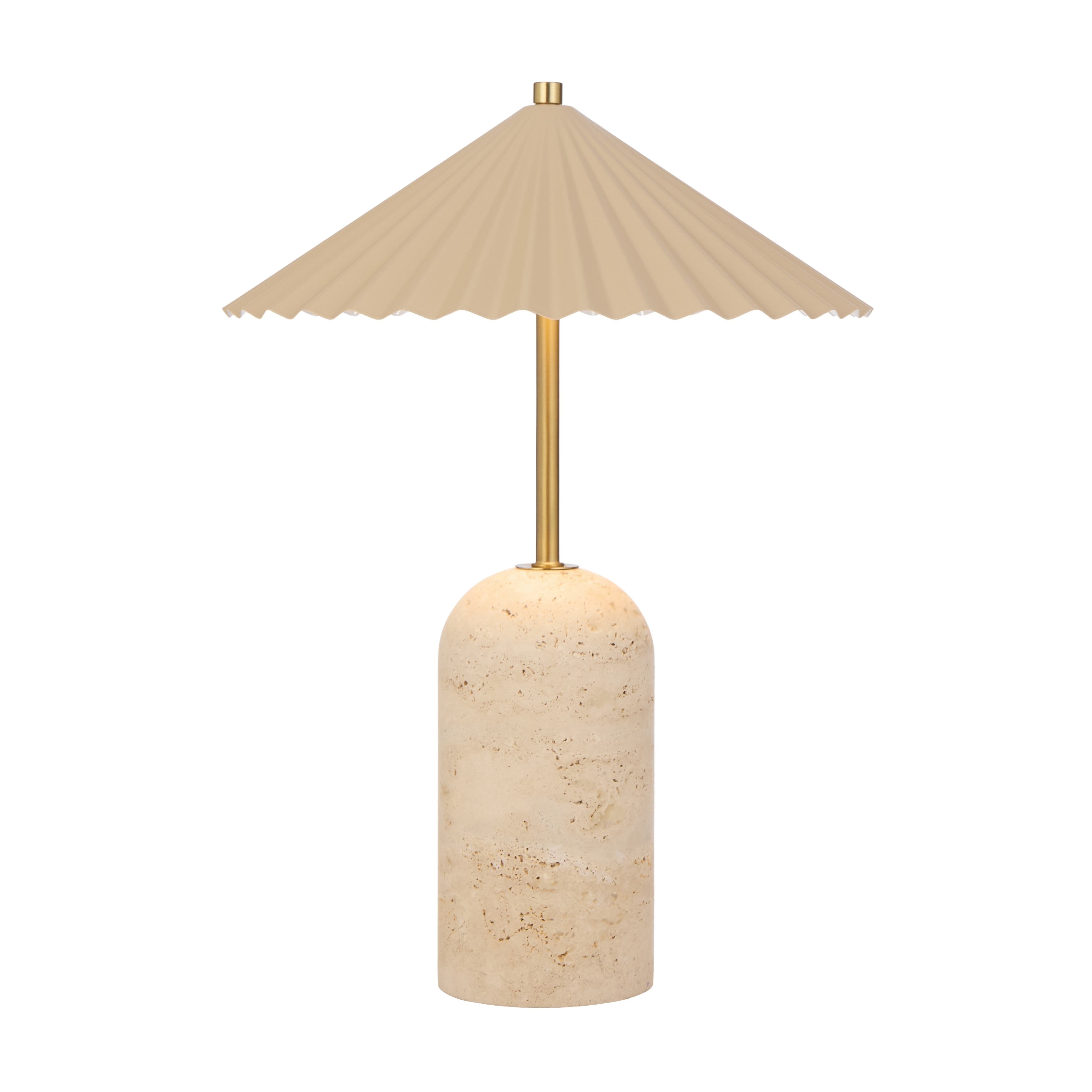 Anelie Beige Travertine Coastal LED Table Lamp