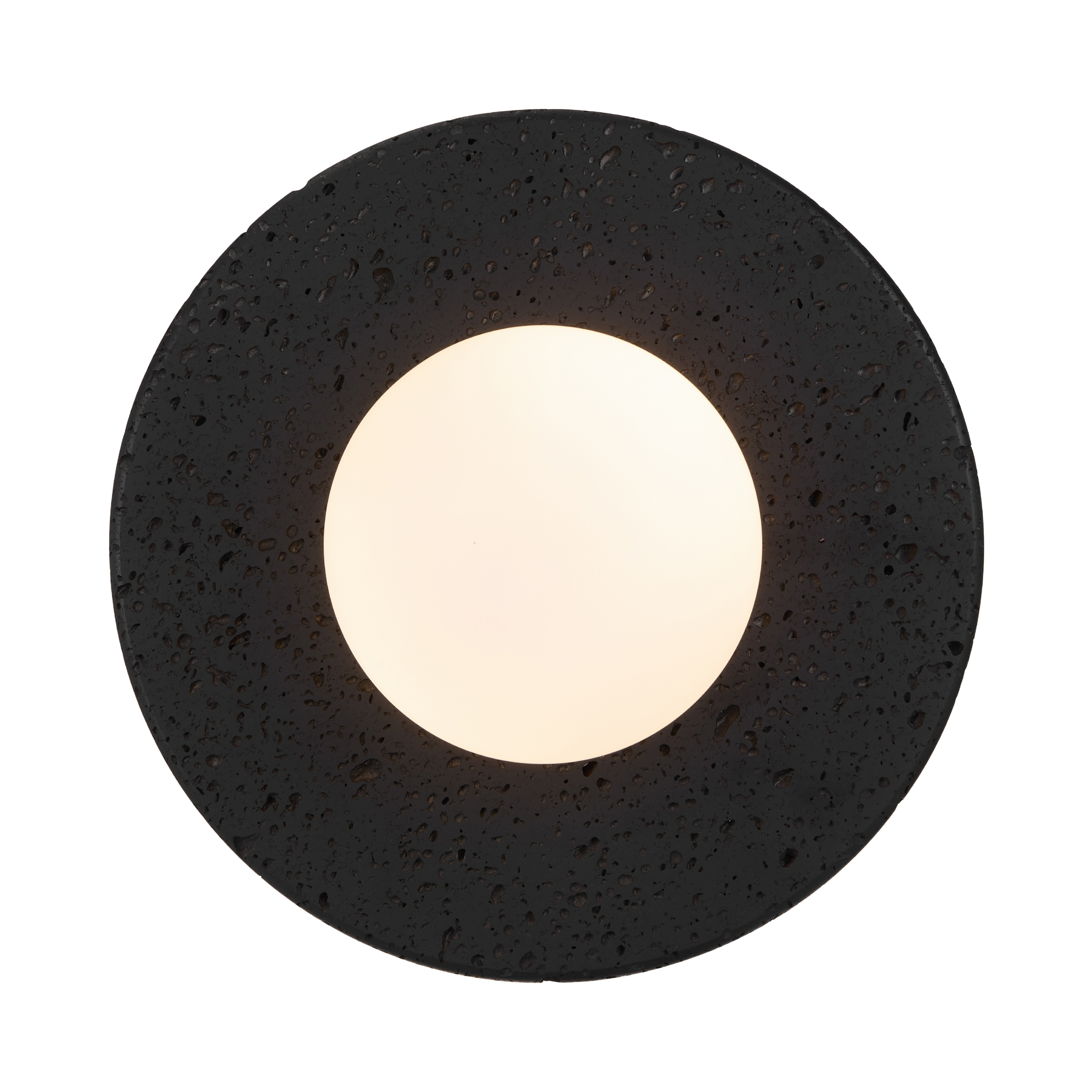 Vanni Black Travertine Opal Matt Glass Circular Wall Light