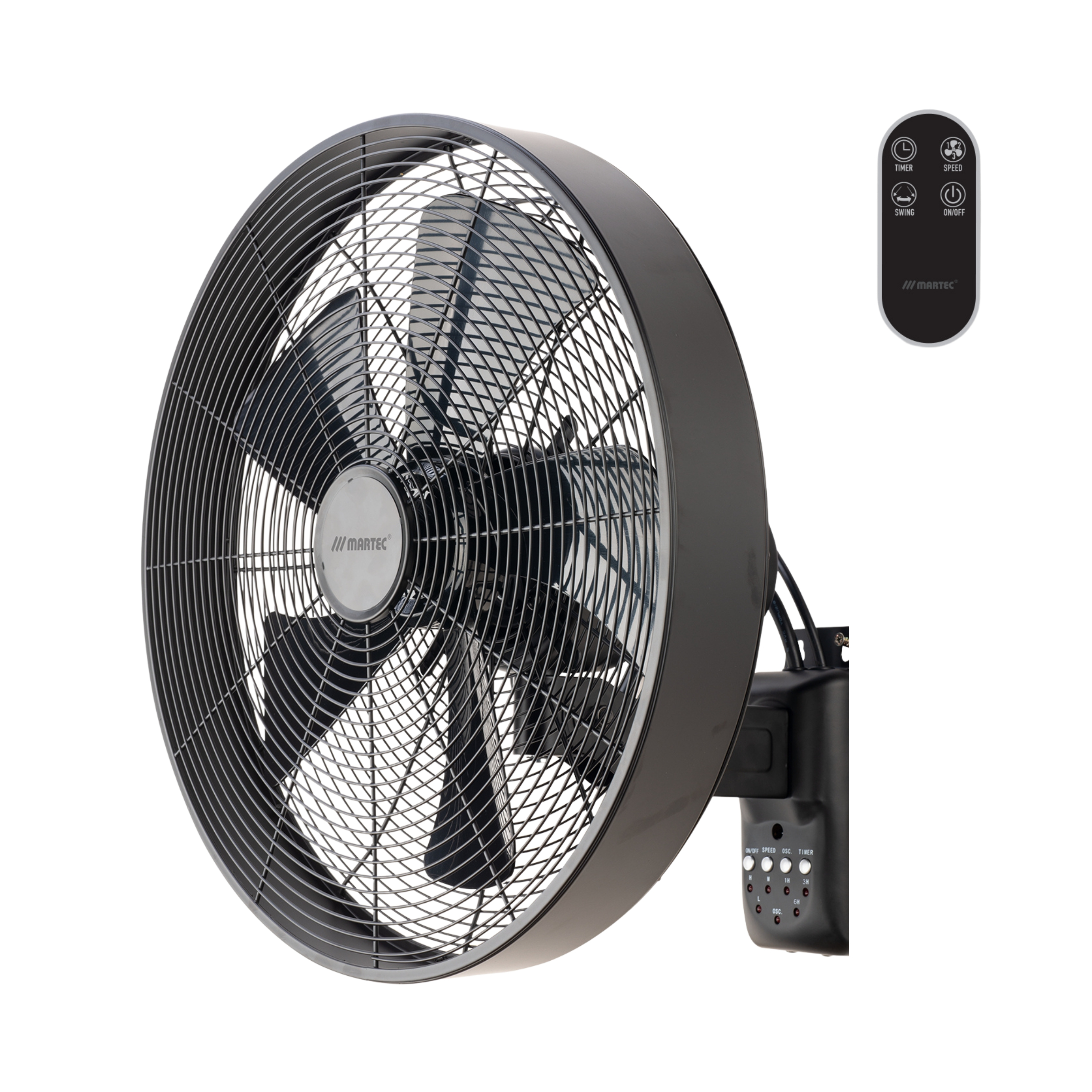 Como 16 AC Wall Fan with Remote - Matt Black