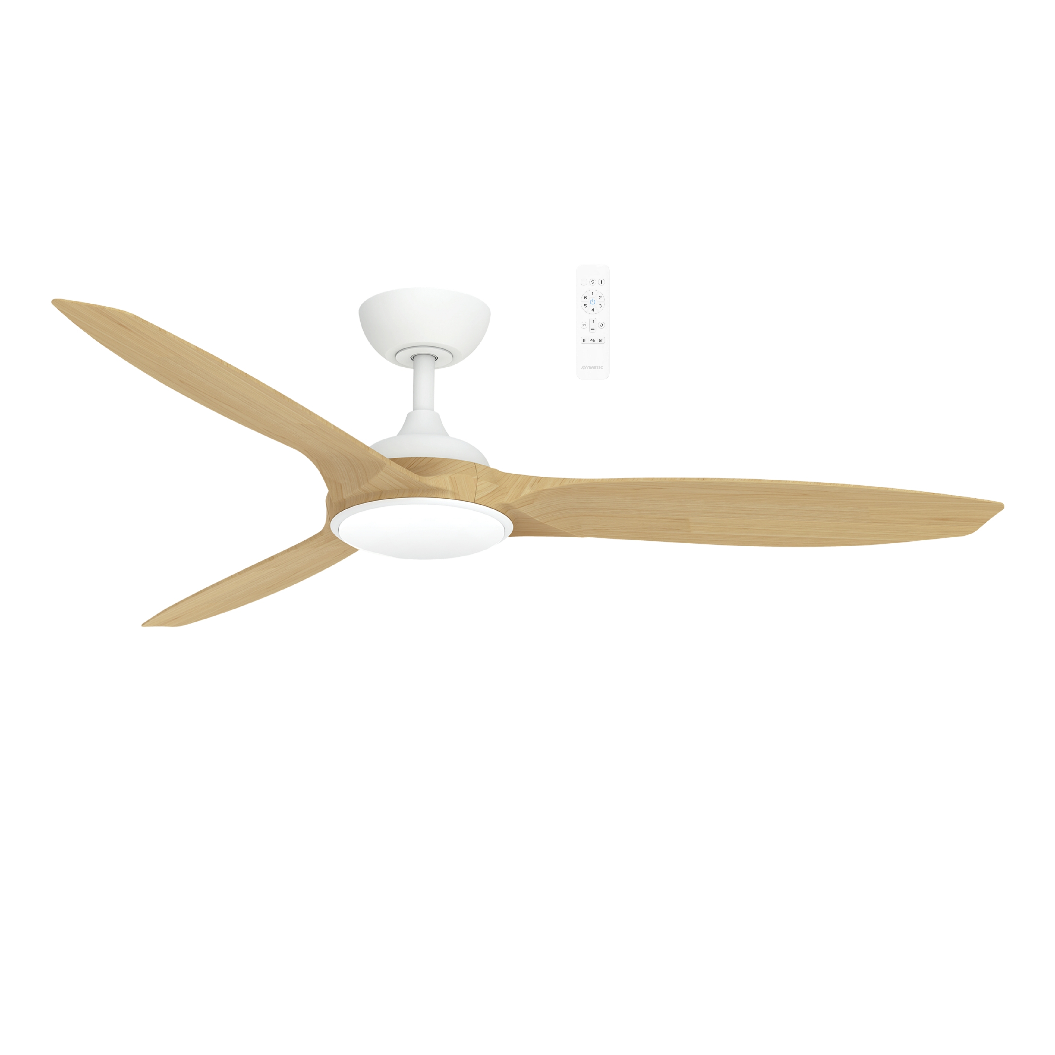 Newport 56" Smart DC Ceiling Fan with LED and Remote - Matt White & Oak