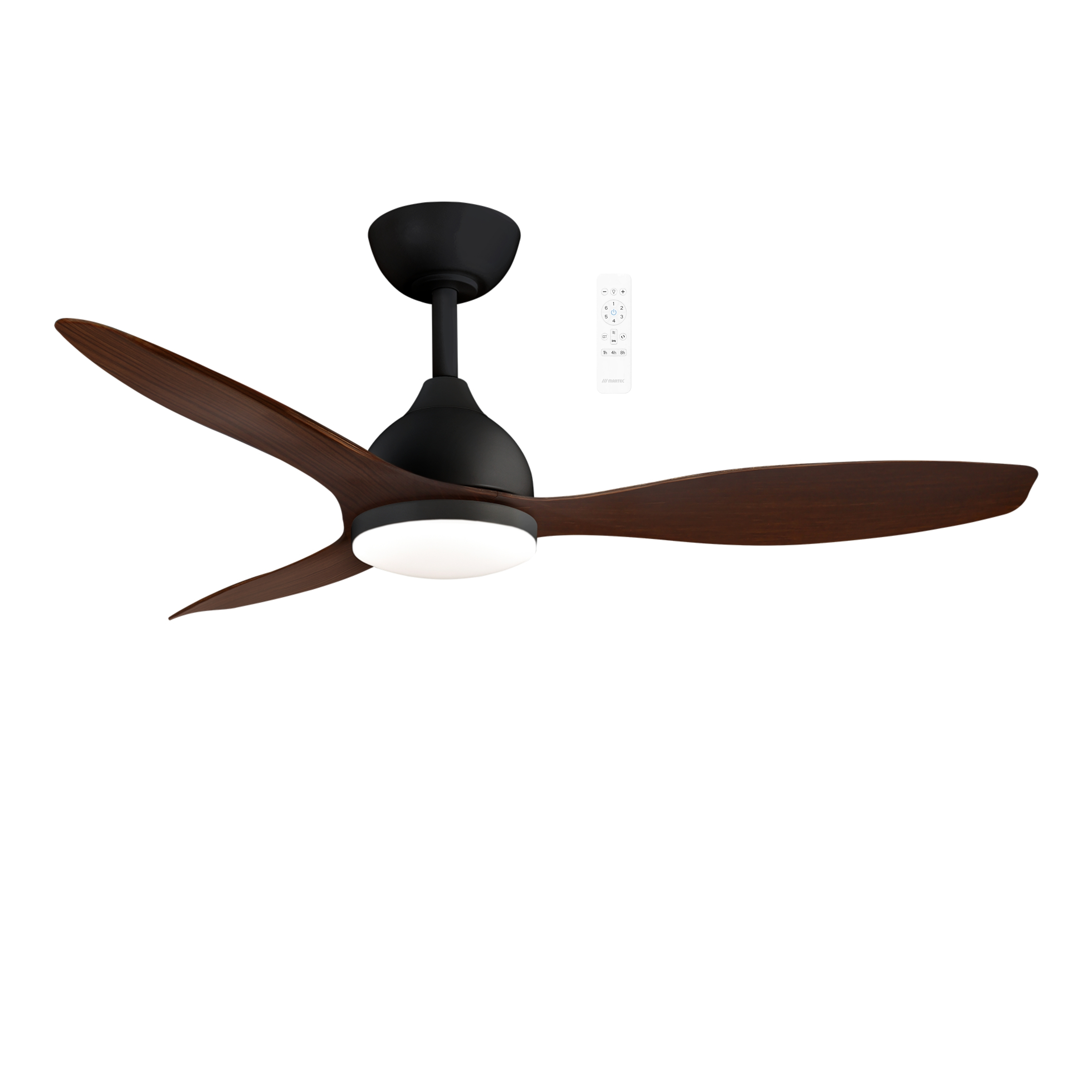 Elite Matt Black and Walnut DC Smart Ceiling Fan with LED and Remote