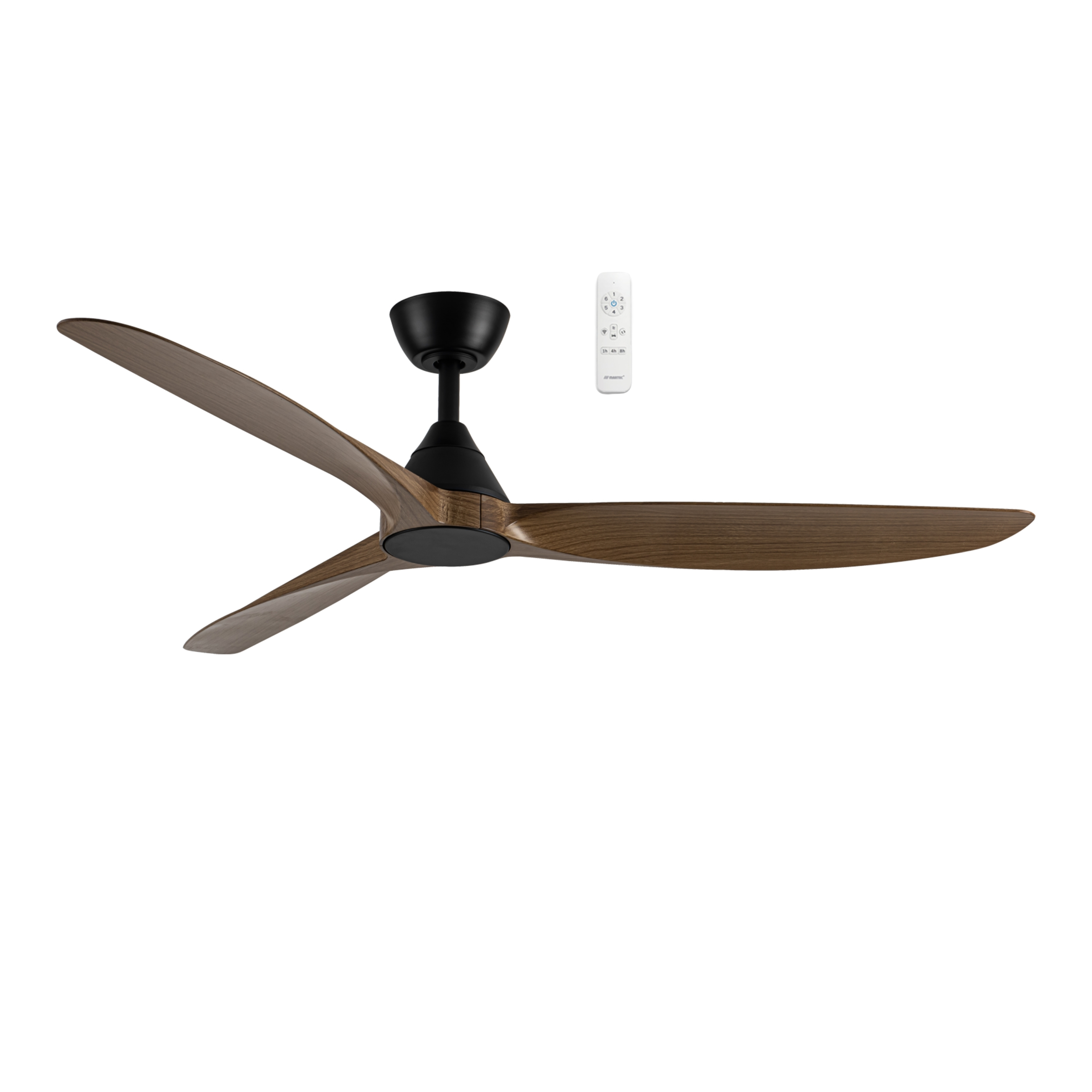 Seaforth Smart DC Ceiling Fan with Remote - Matt Black & Teak