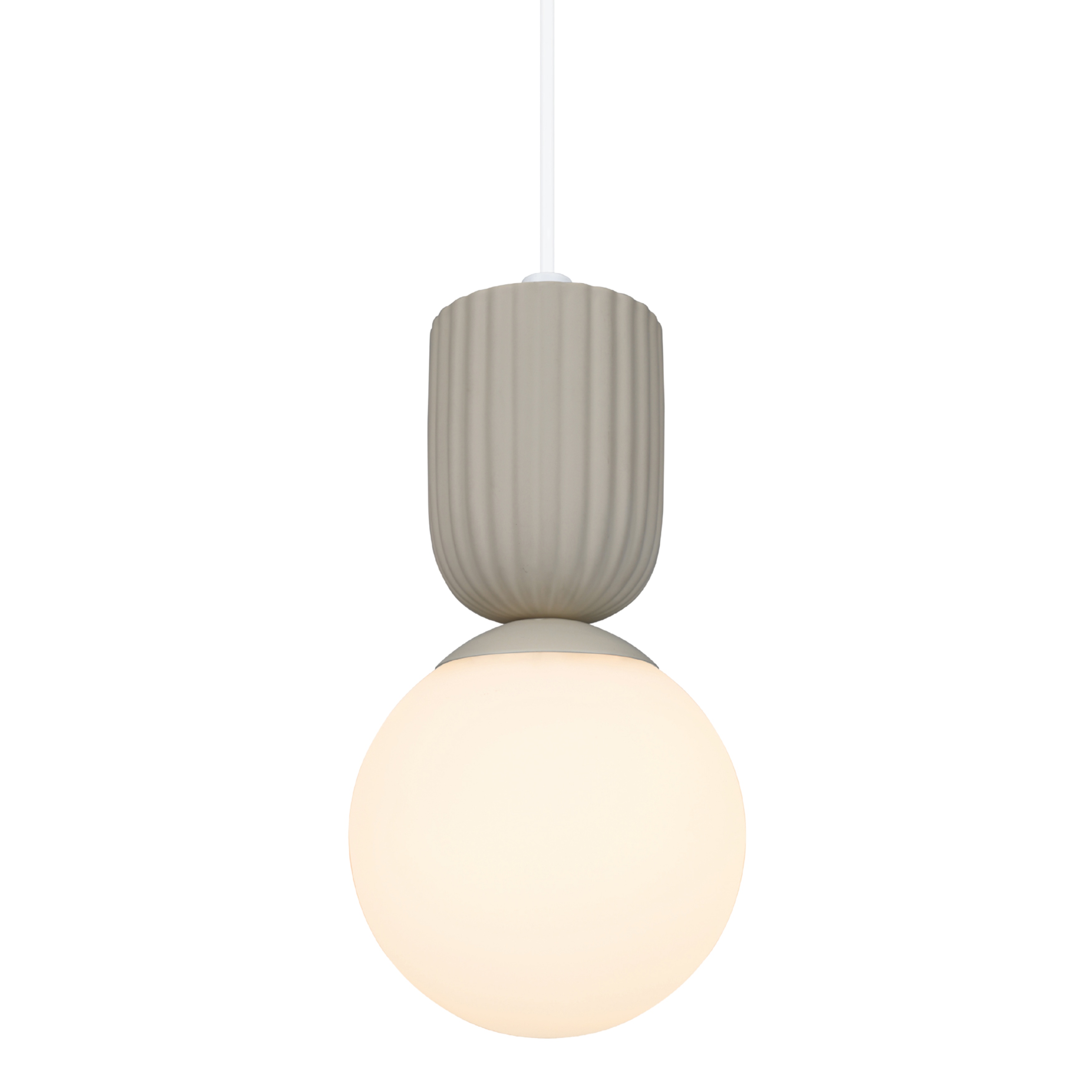 Sadie Opal Glass Pendant Light - Beige Ceramic