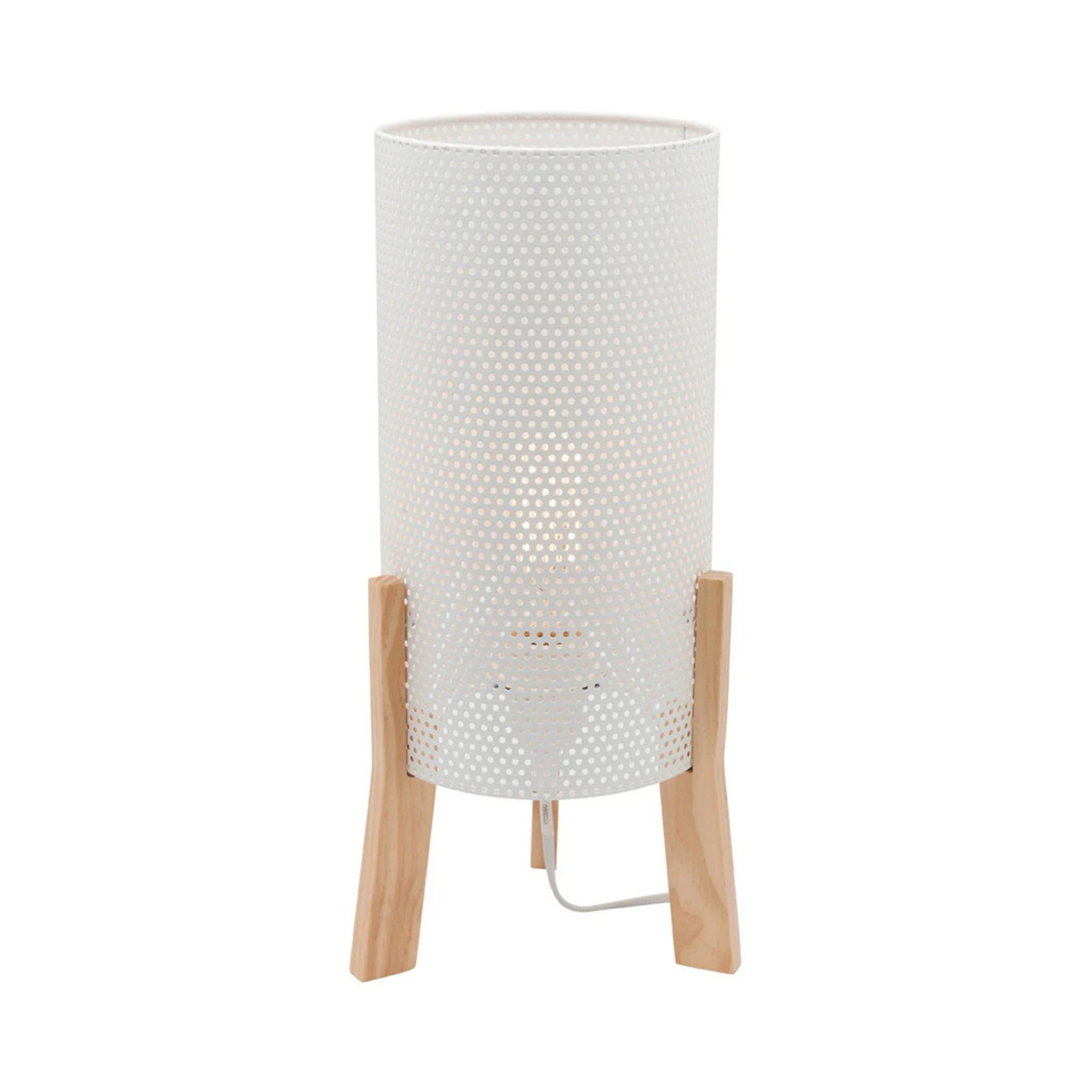 Eddie Matt White Mesh Metal Cylinder Table Lamp