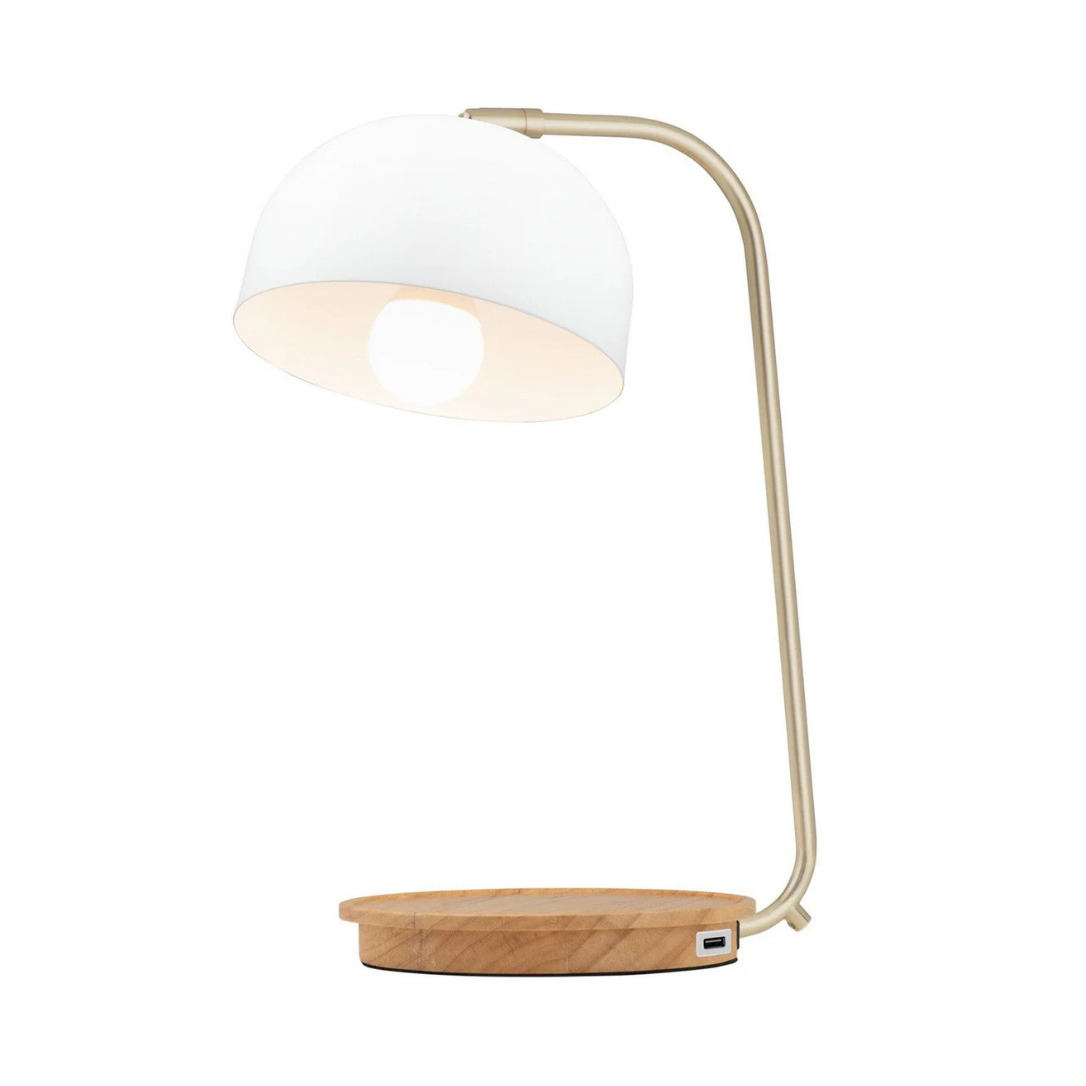 Jonte White Arc Table Desk Lamp with USB Port