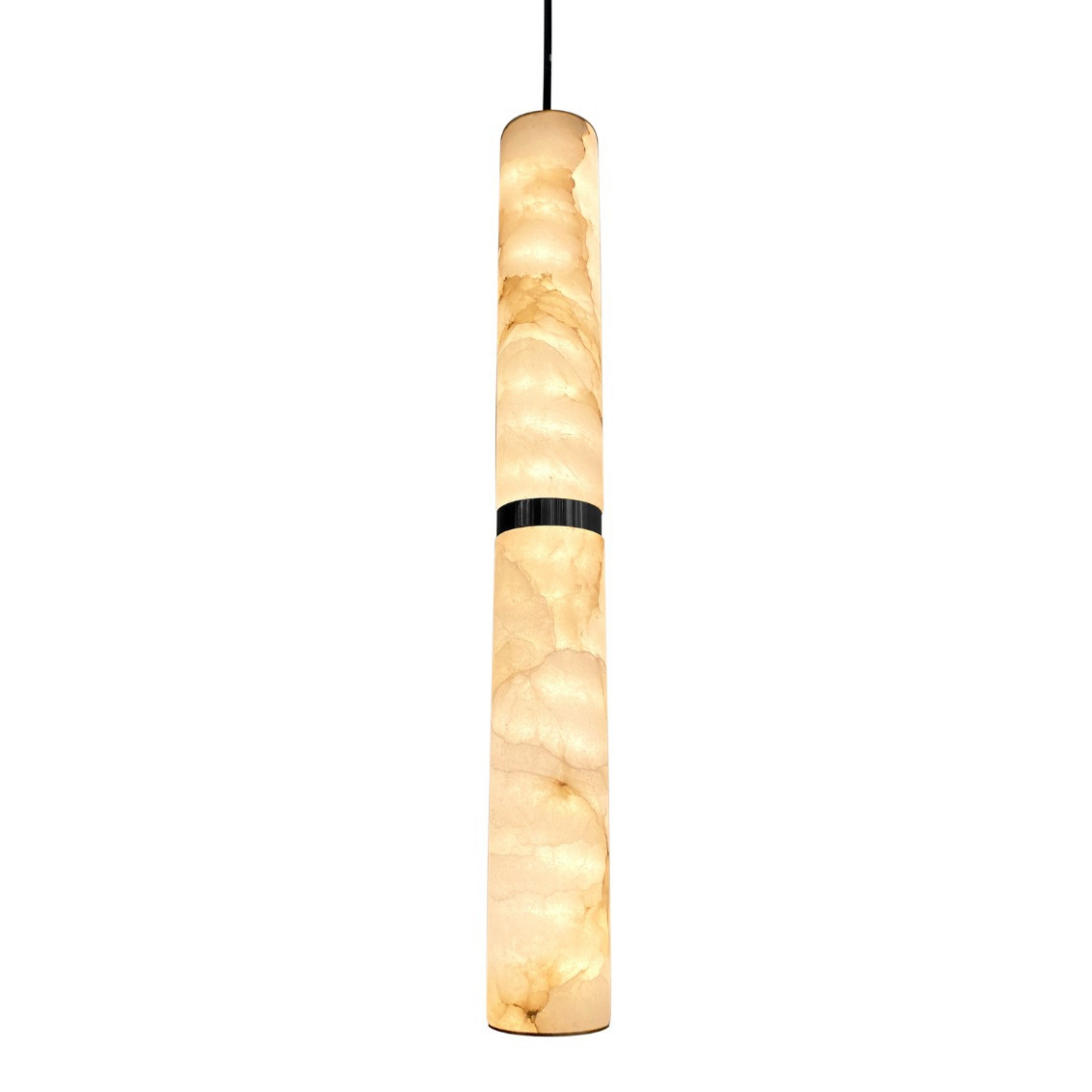 Pauline Black Cylindrical Marble Pendant