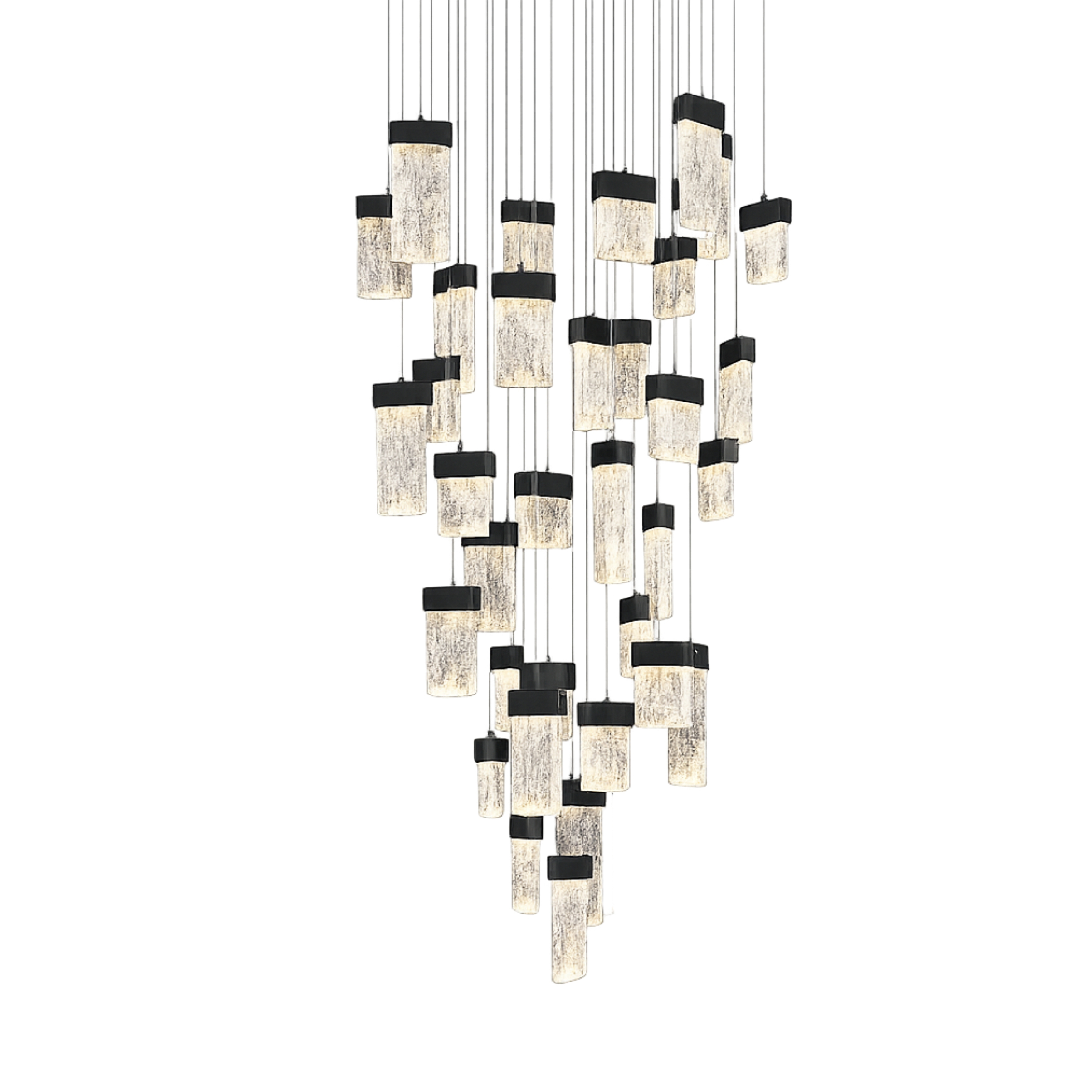 Roan 35 Light Textured Rectangular Glass Black Pendant