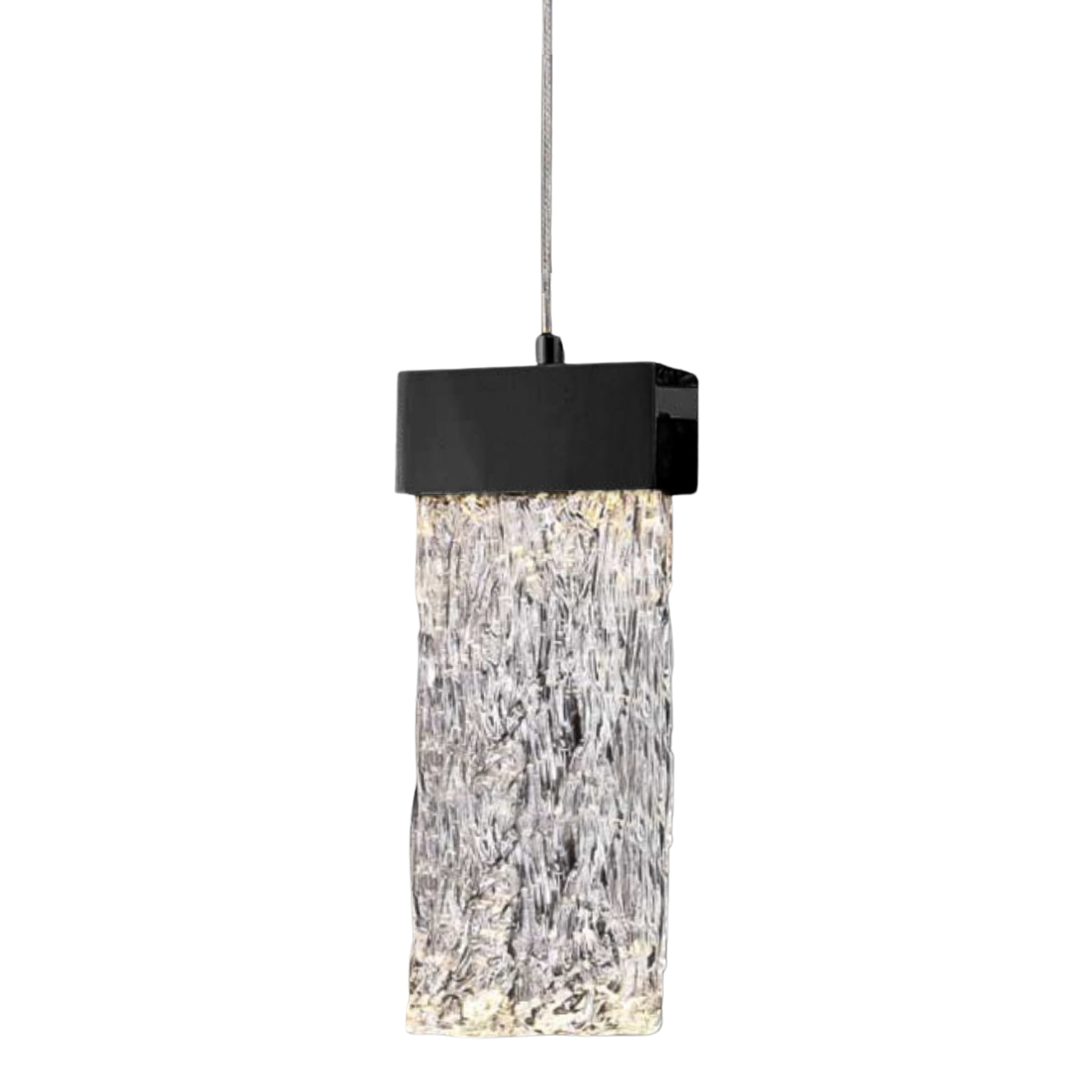 Roan Textured Rectangular Glass Black Pendant Light