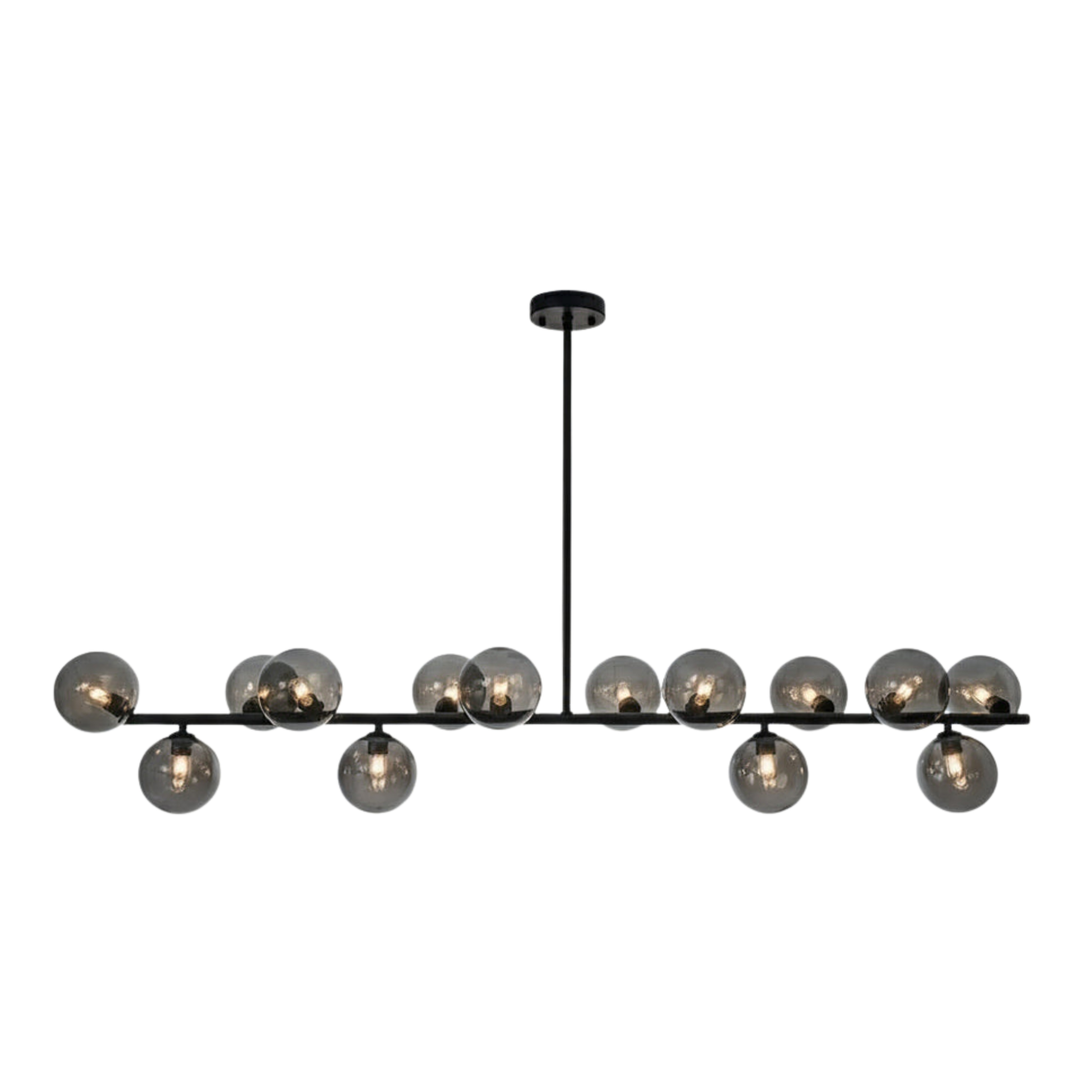 Azare 14 Light Smoky Glass Matt Black Bar Pendant
