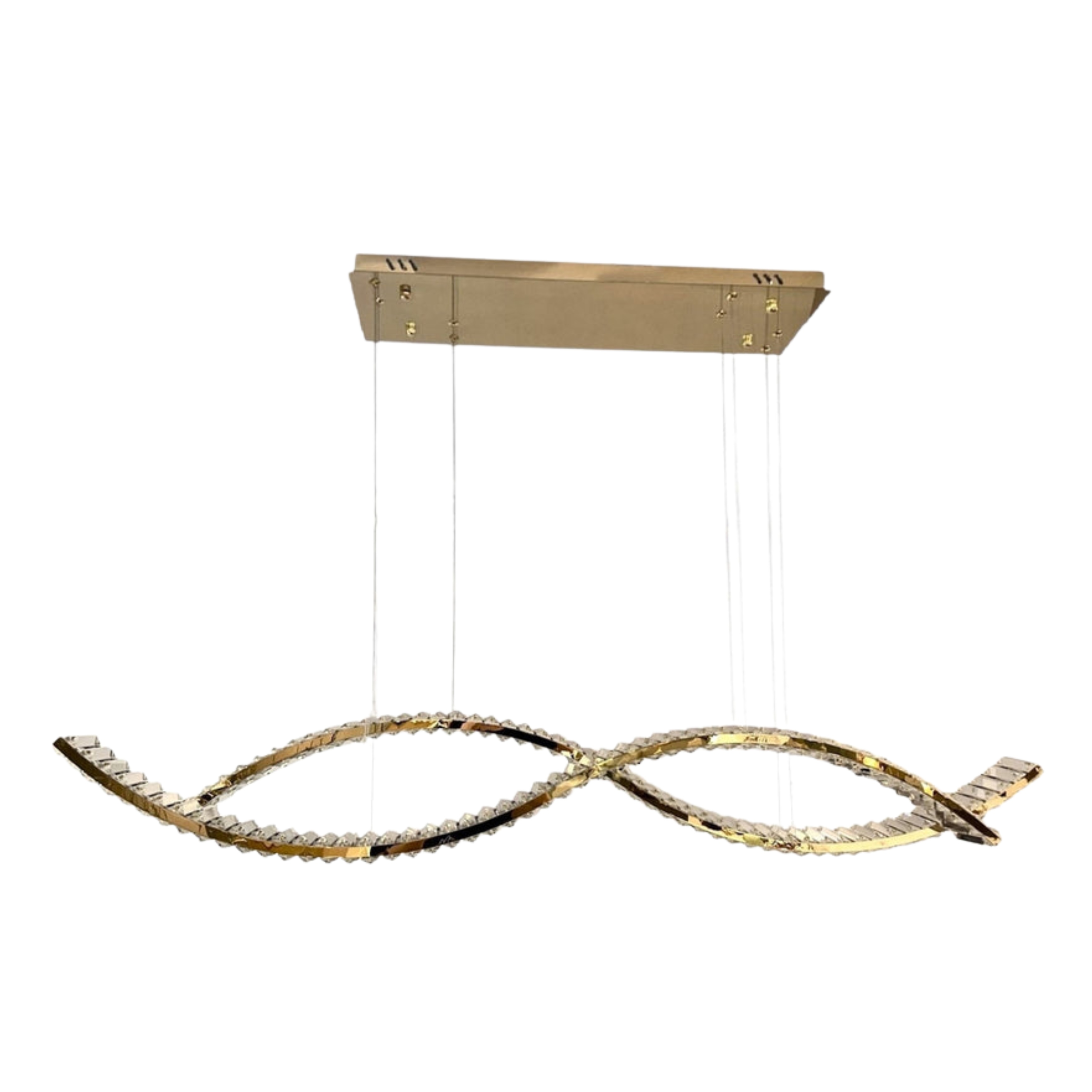 Ikeja Twin Wave Crystal 3CCT LED Pendant - Gold