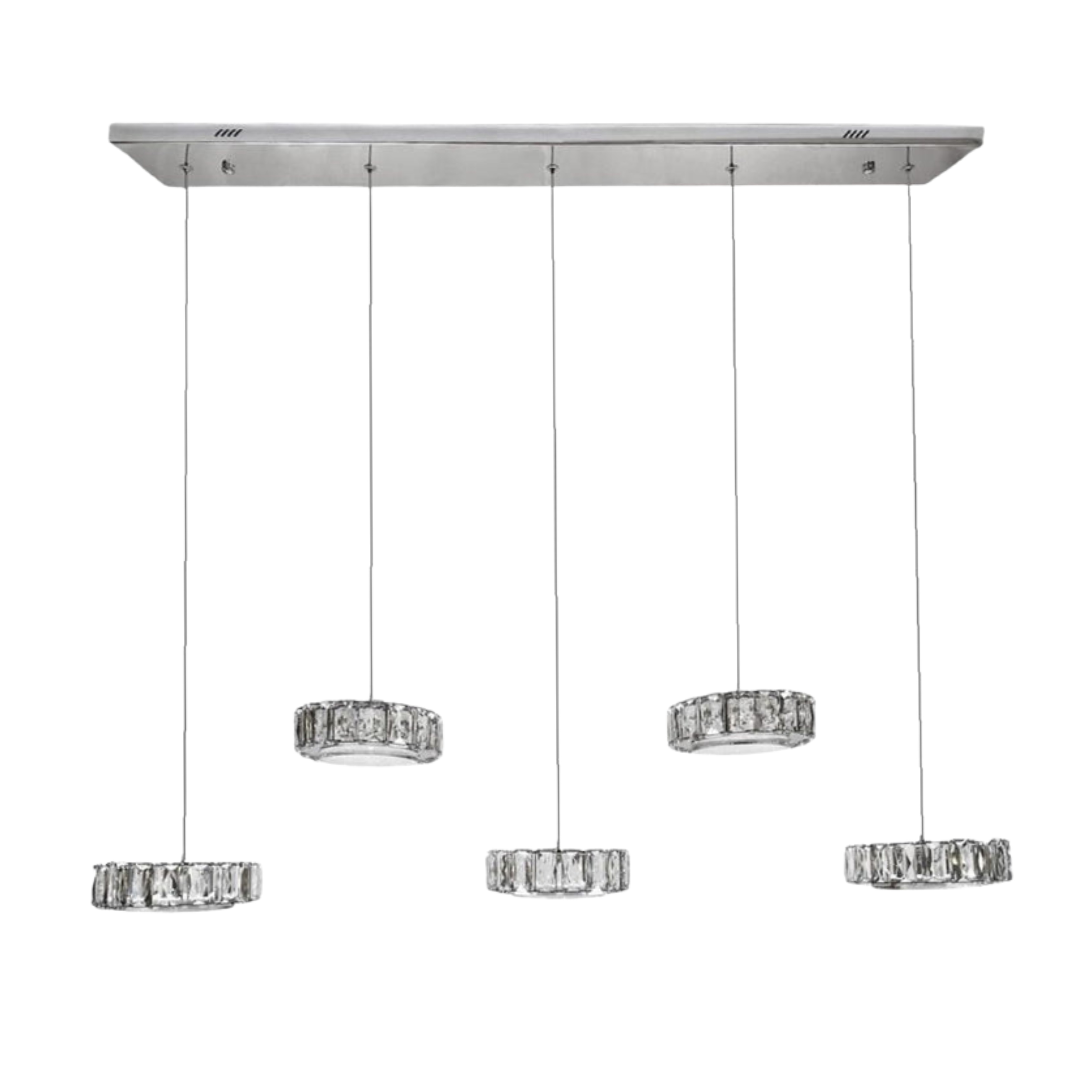 Jhansi 5 Light Crystal 3CCT LED Pendant with Remote - Chrome