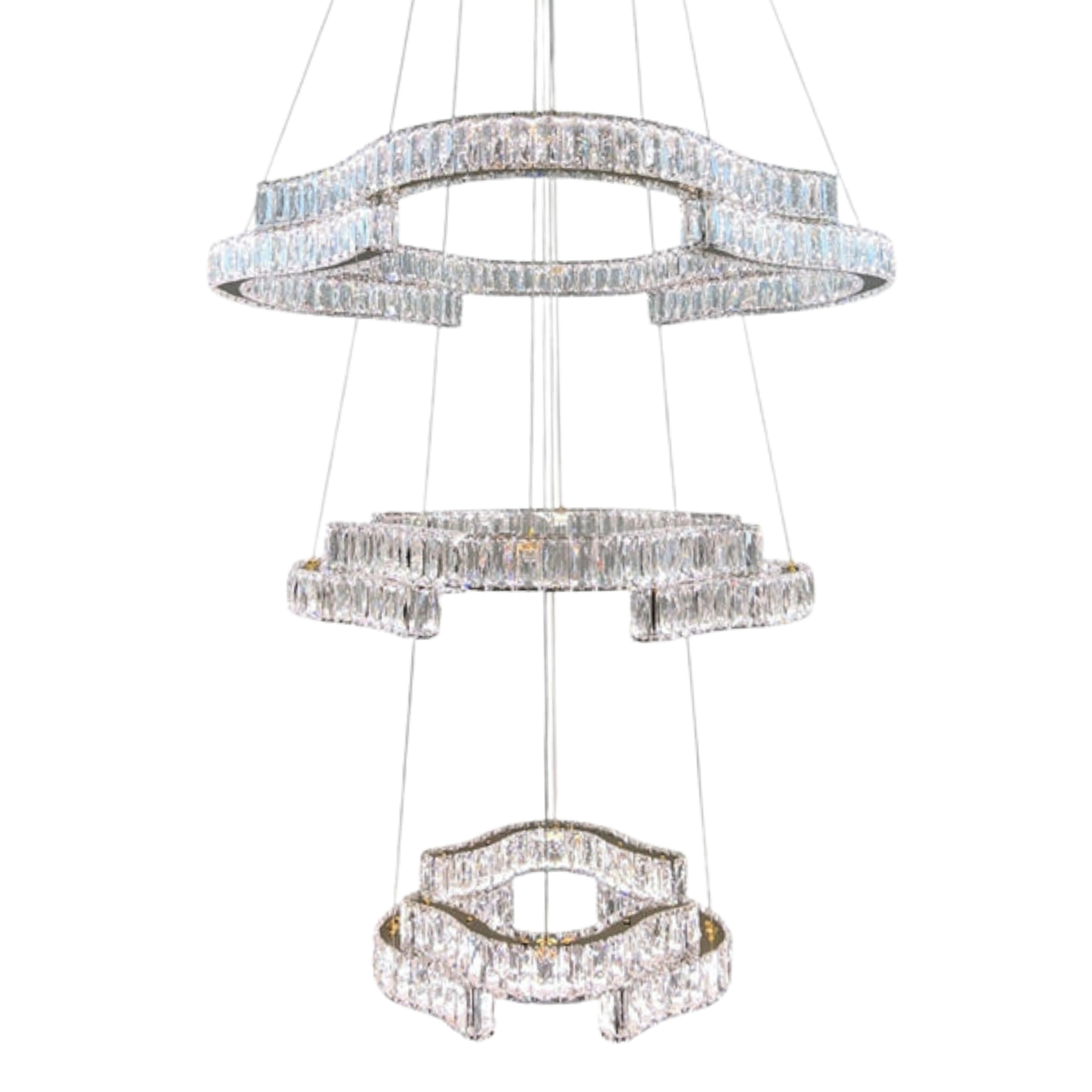 Loja Three Tiered 3CCT LED Crystal Chandelier with Remote - Gold
