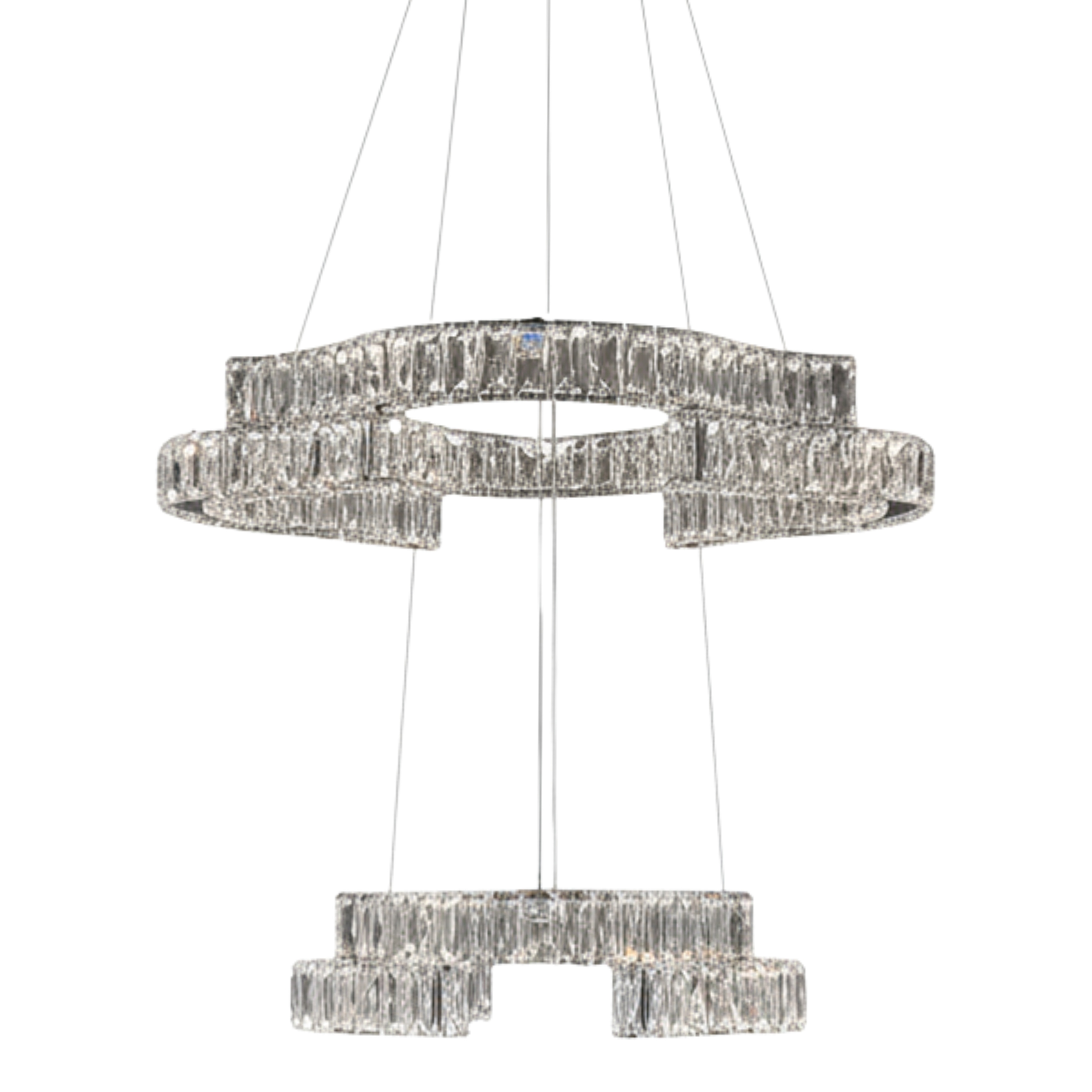 Loja Two Tiered 3CCT LED Crystal Chandelier with Remote - Chrome