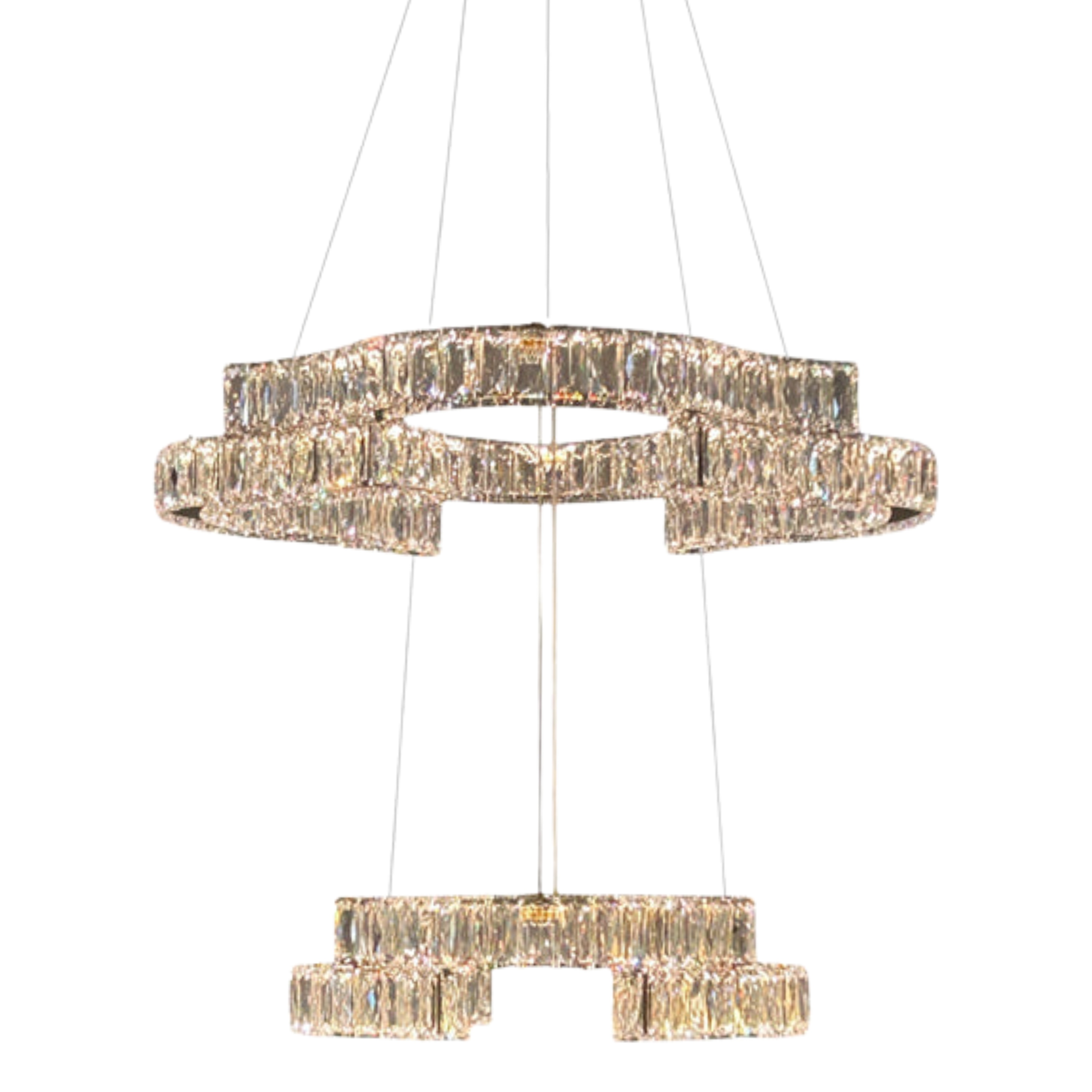 Loja Two Tiered 3CCT LED Crystal Chandelier with Remote - Gold