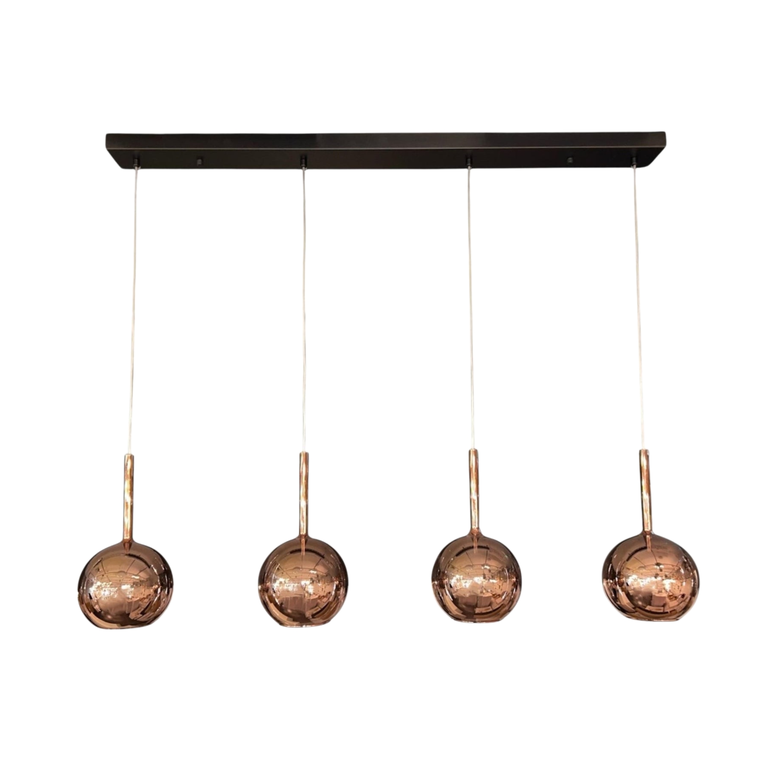 Norwich 4 Light Bar Cluster Glass Pendant - Rose Gold