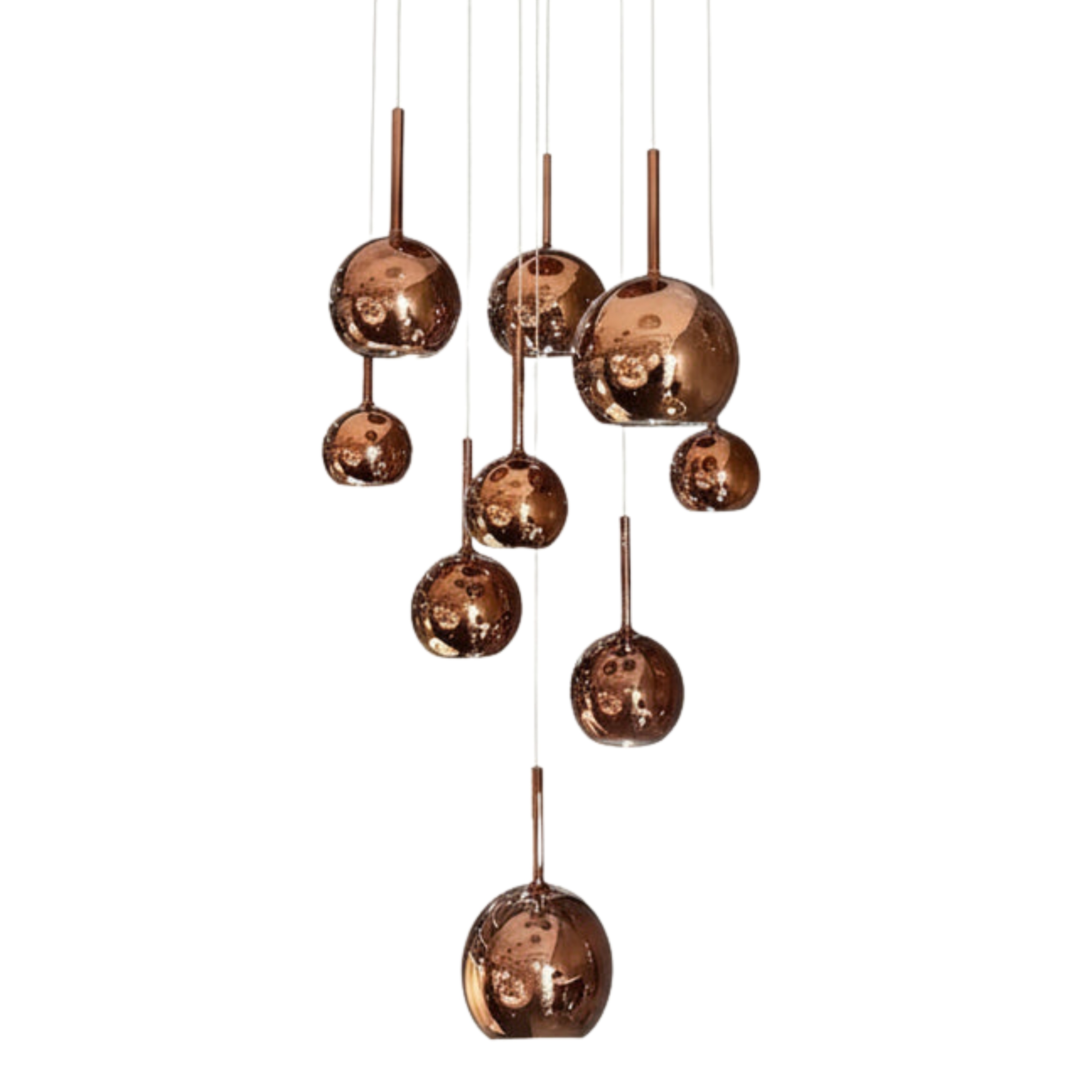 Norwich 9 Light Round Cluster Glass Pendant - Rose Gold