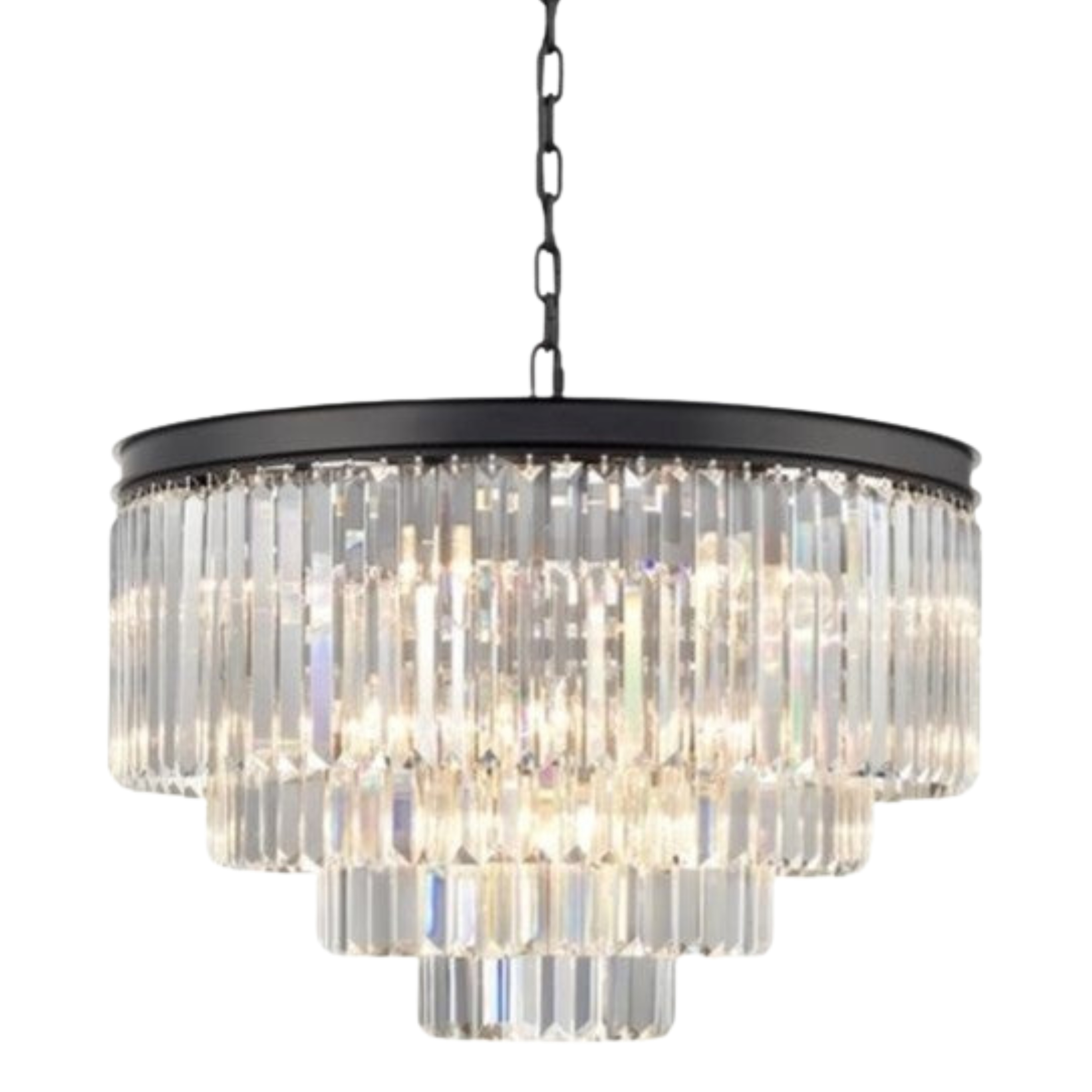 Tajimi 11 Light Four Tiered Crystal Round Chandelier - Black
