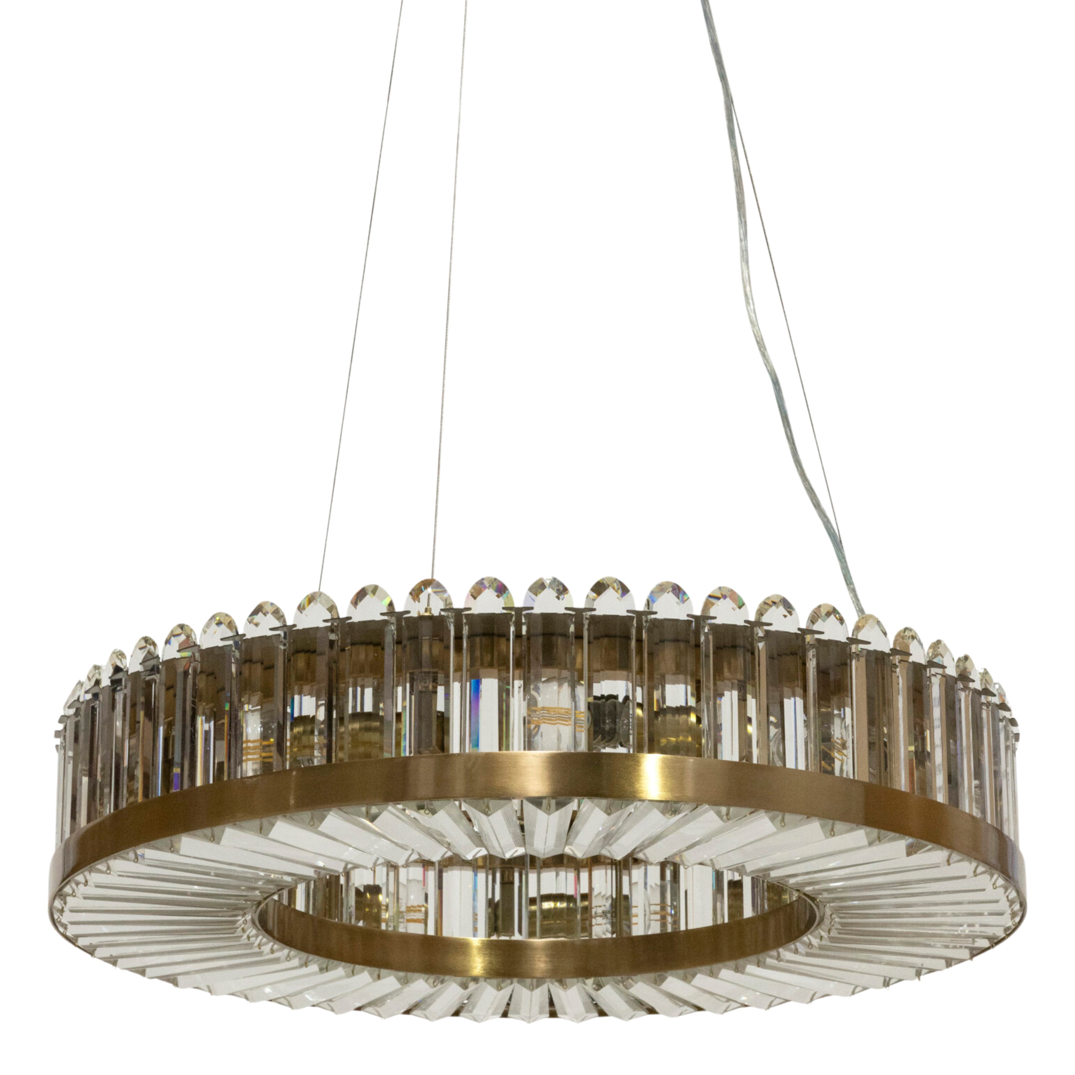 Varapoha Brushed Brass Crystal Round Chandelier