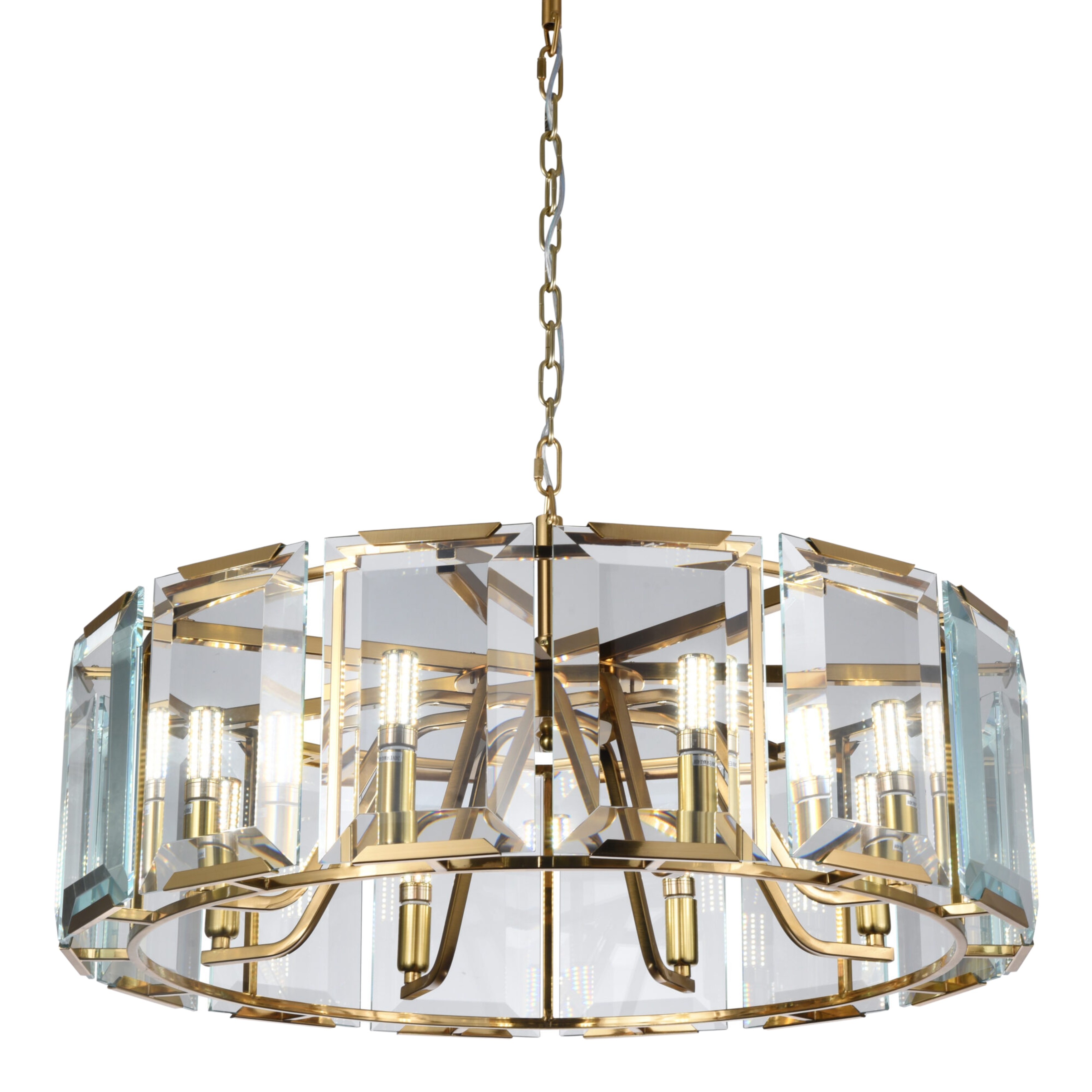 Asmara 8 Light Crystal Pendant Chandelier - Brushed Brass