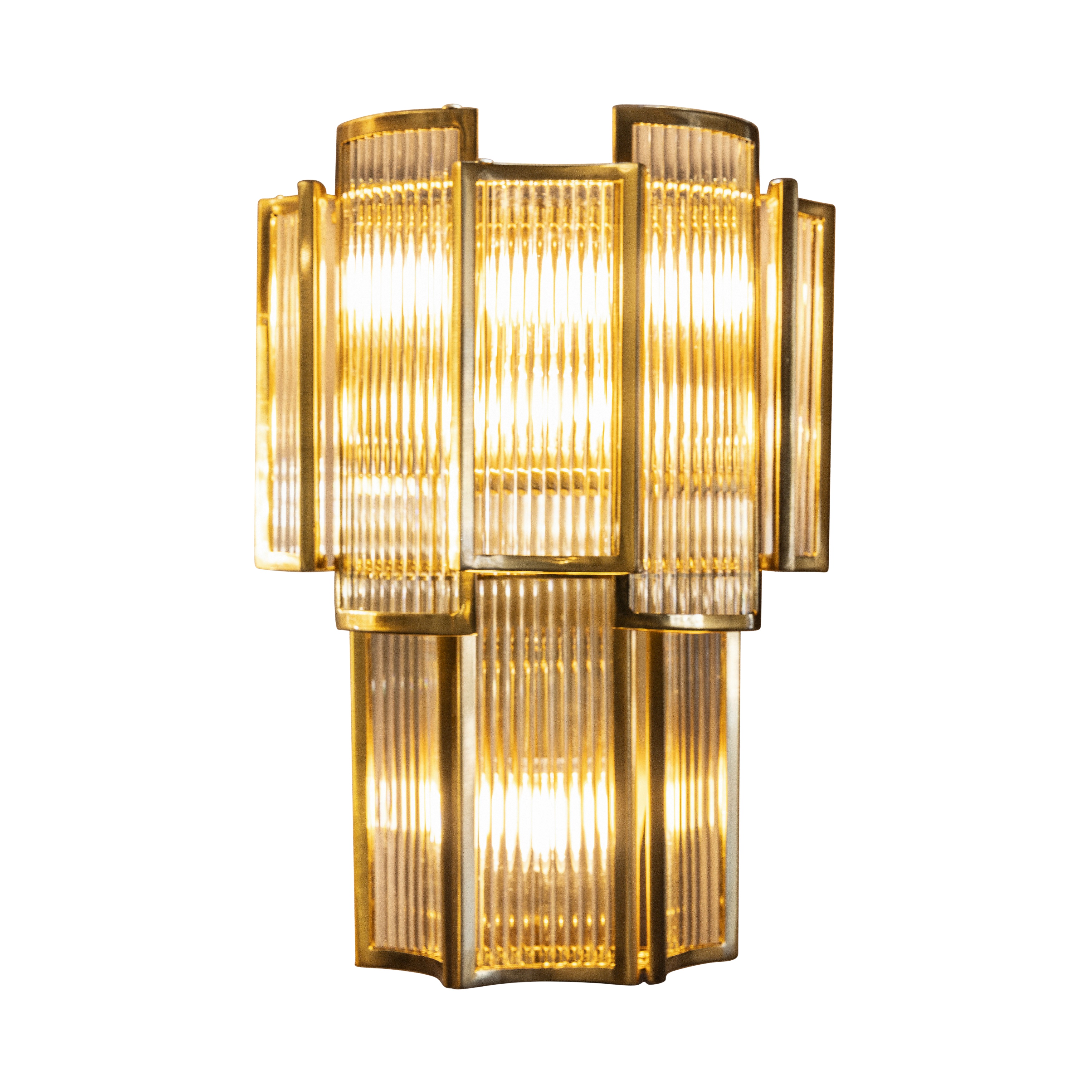 Jollina 4W Brushed Brass Rippled Glass Wall Light