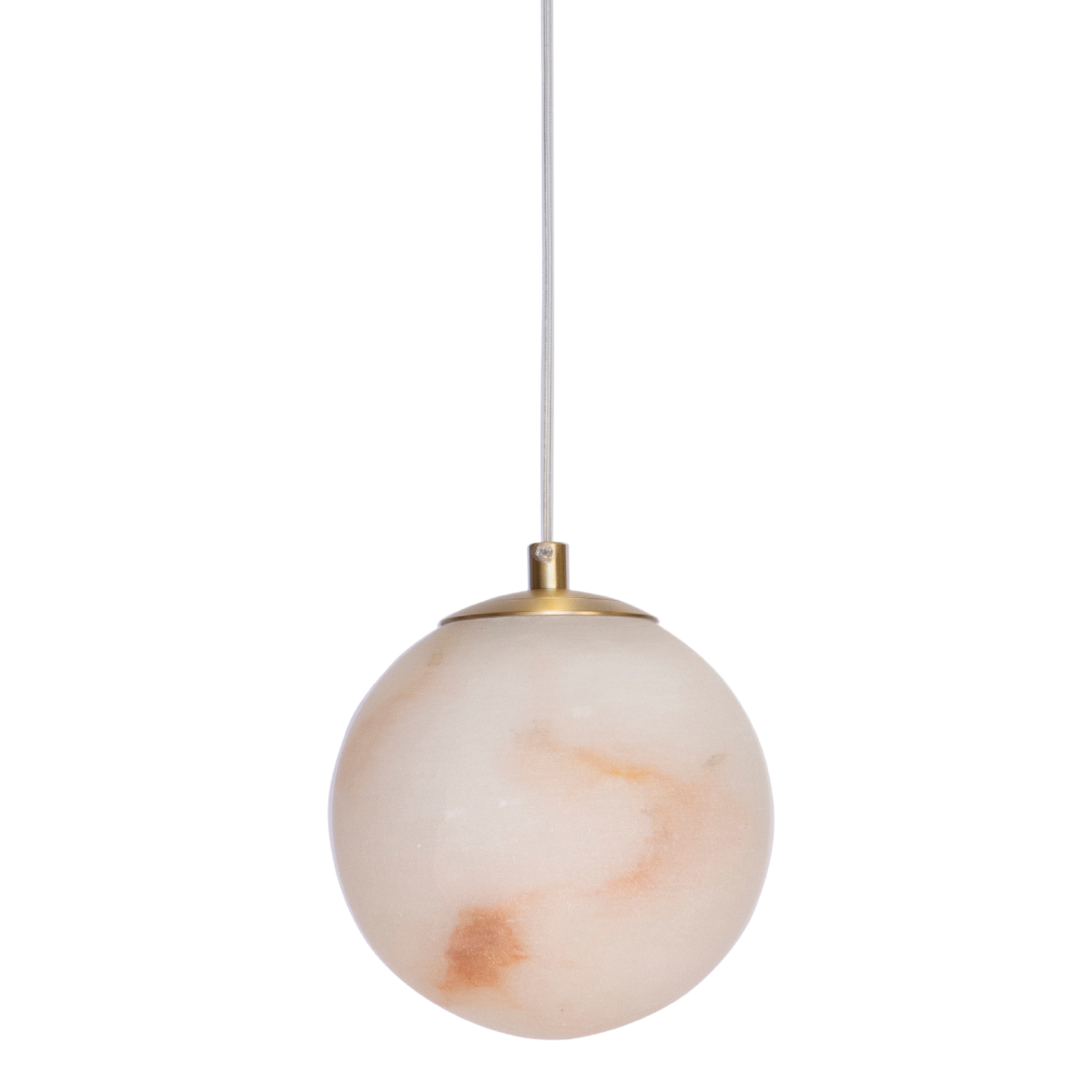 Moju Brushed Gold Alabaster Round Pendant Light
