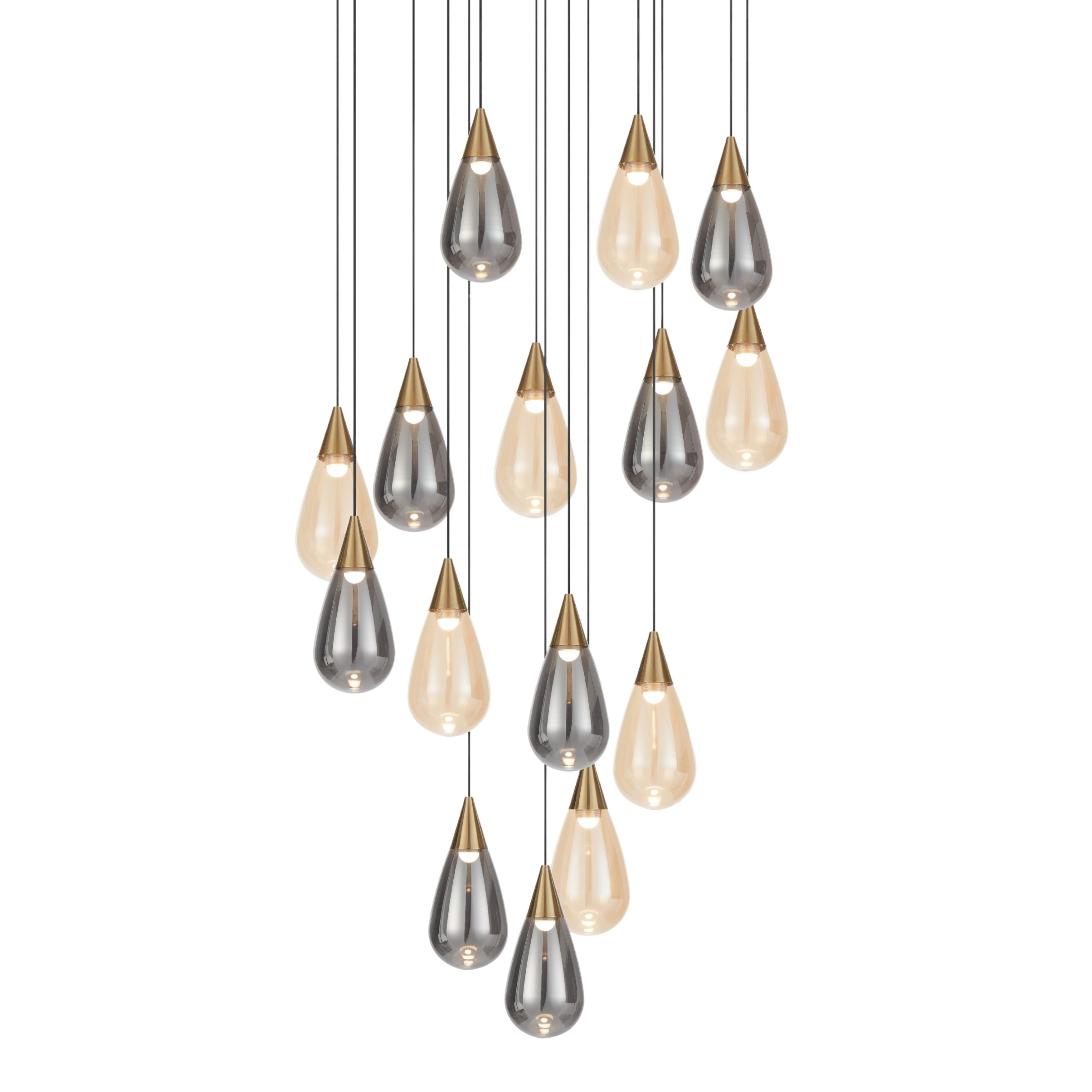 Wulai 15 Light Multi-Coloured Teardrop Glass LED Chandelier