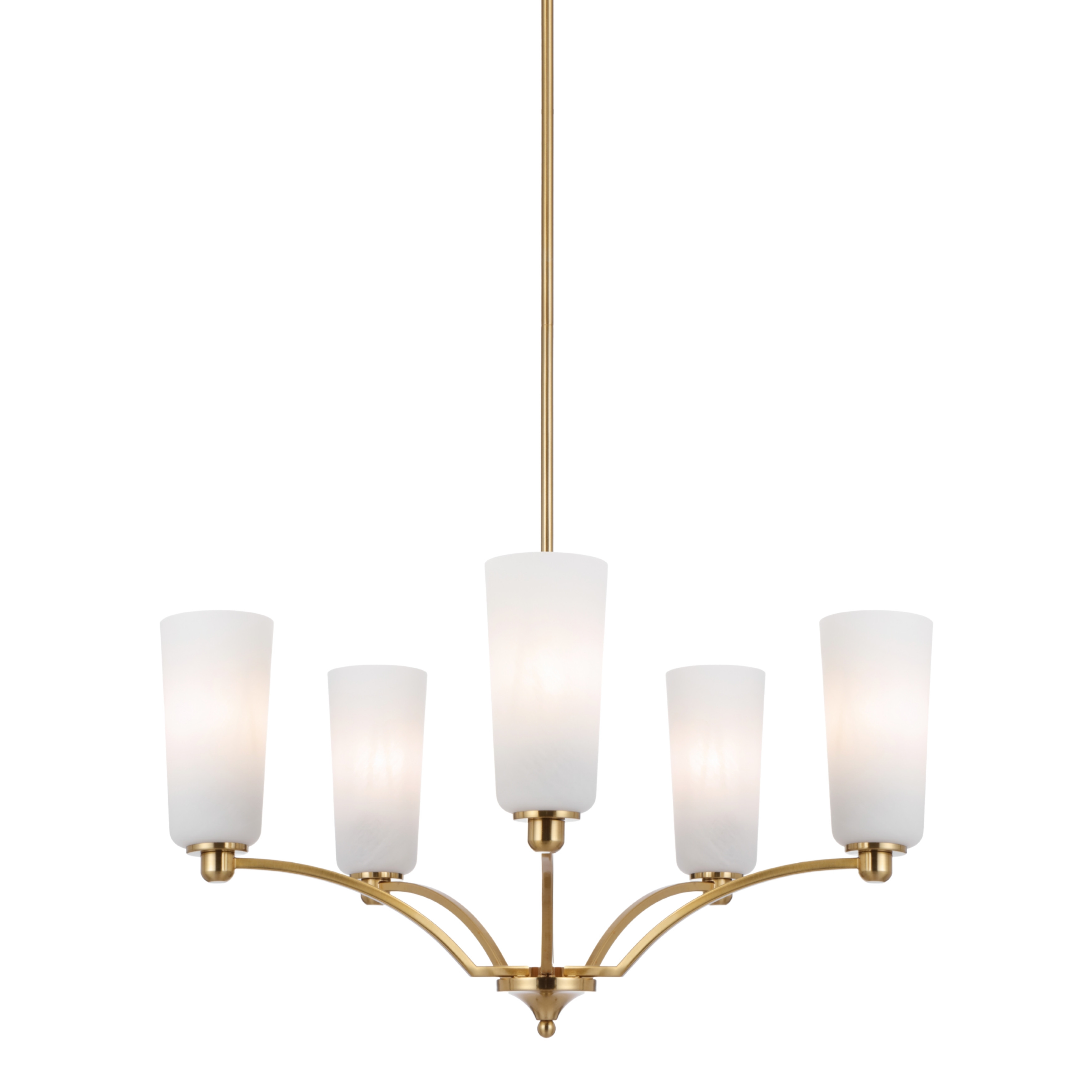 Belovo 5 Light Opal Glass Branching Chandelier - Gold