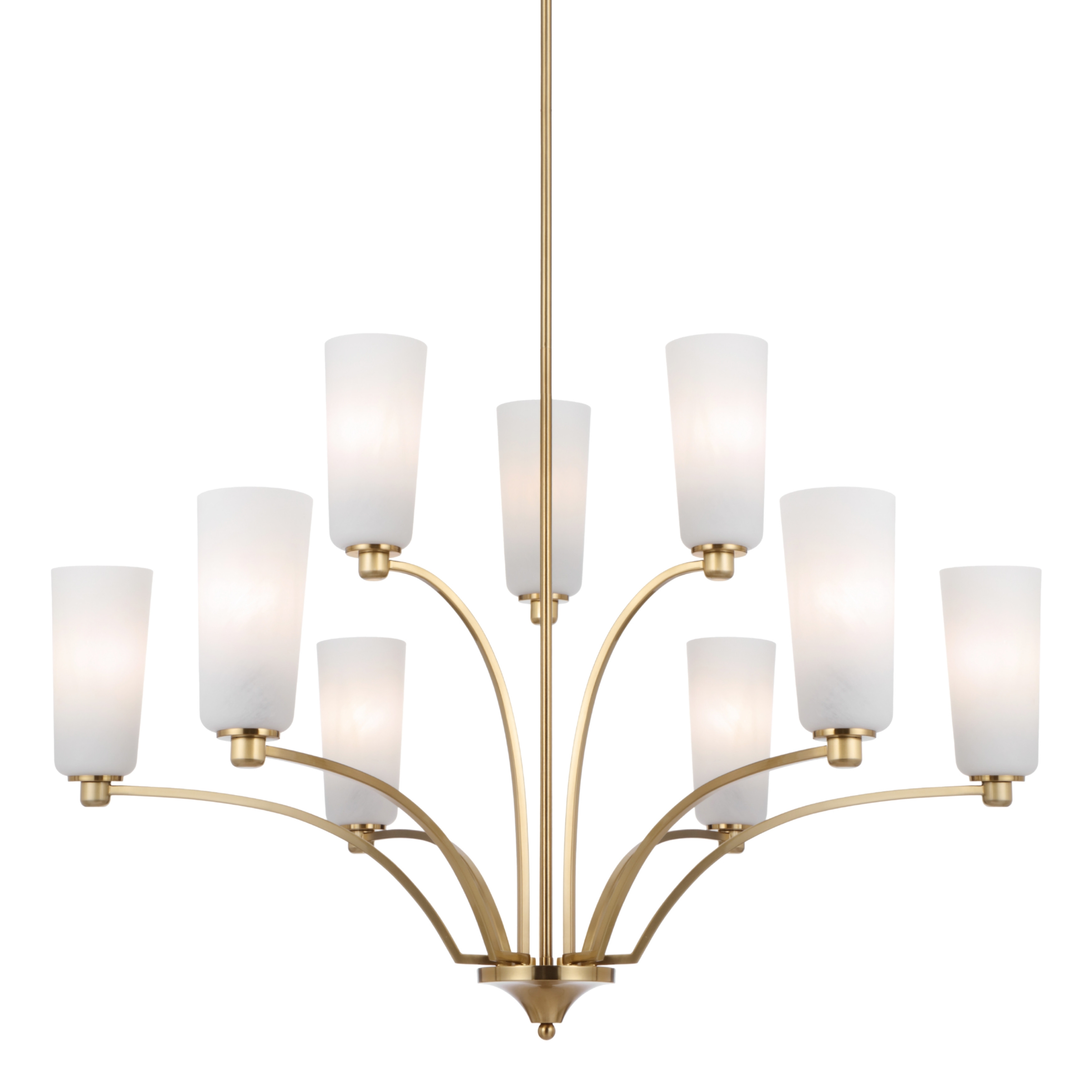 Belovo 9 Light Opal Glass Branching Chandelier - Gold