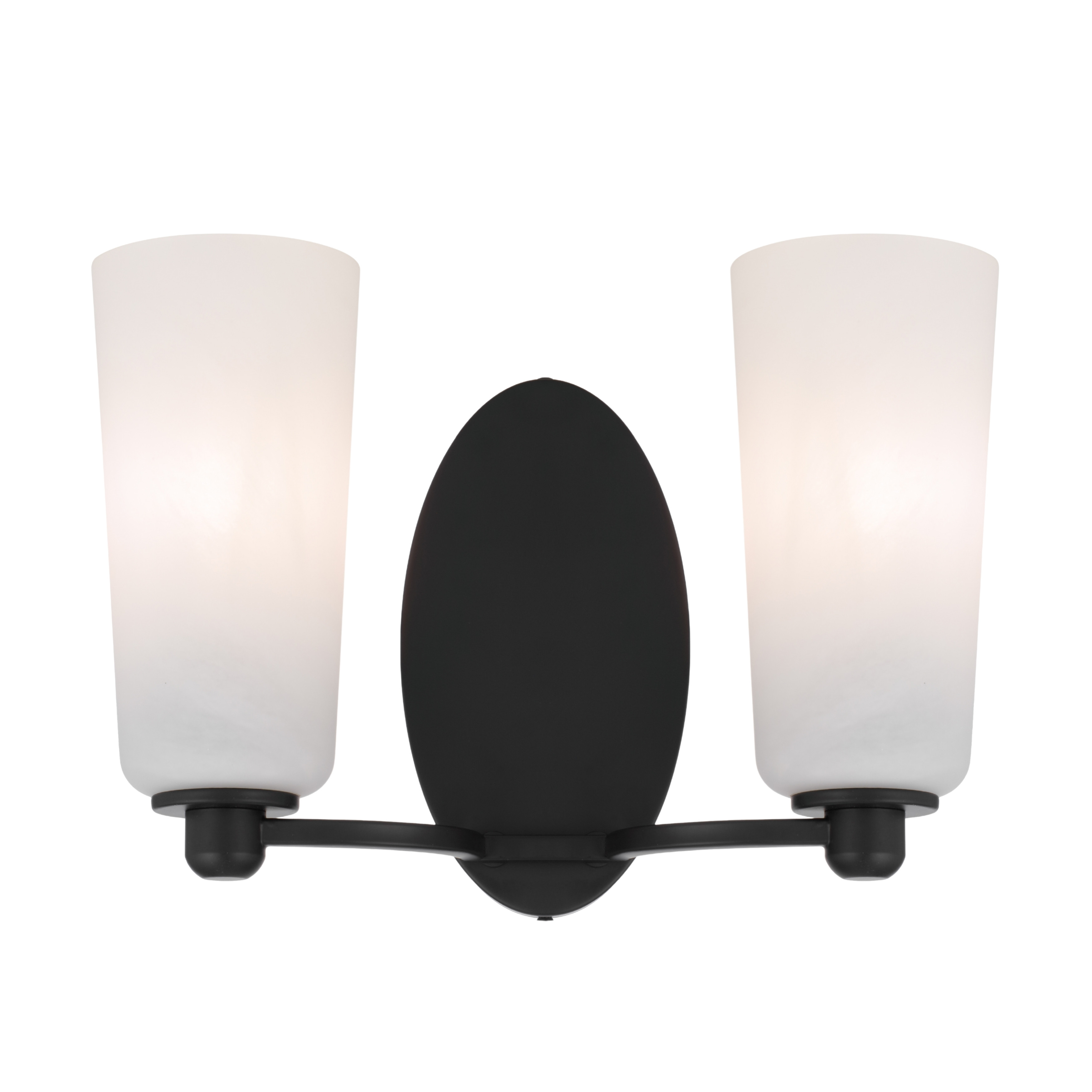 Belovo Twin Light Opal Glass Wall Lamp - Black
