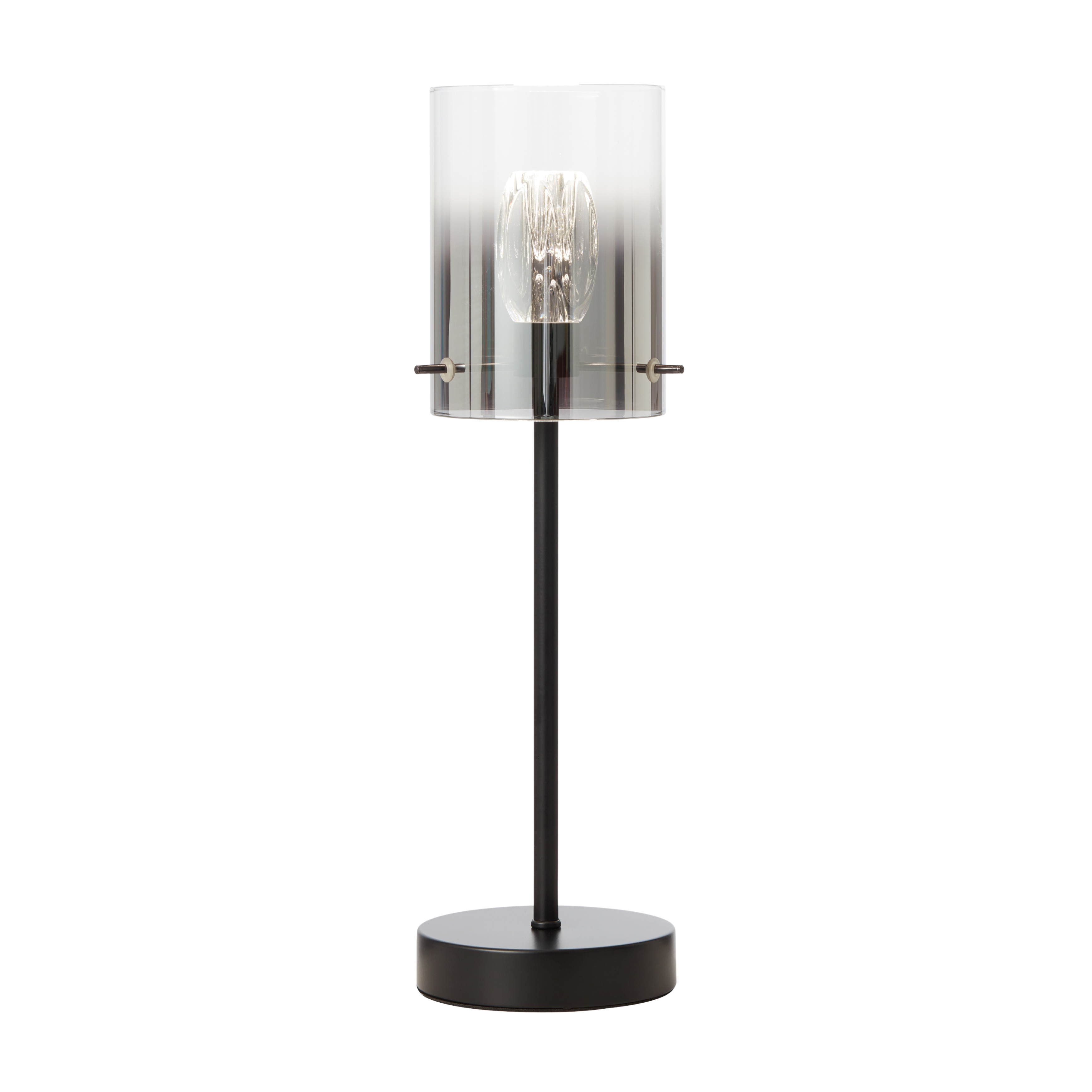 Franceville Black LED Table Lamp - Smoke Glass