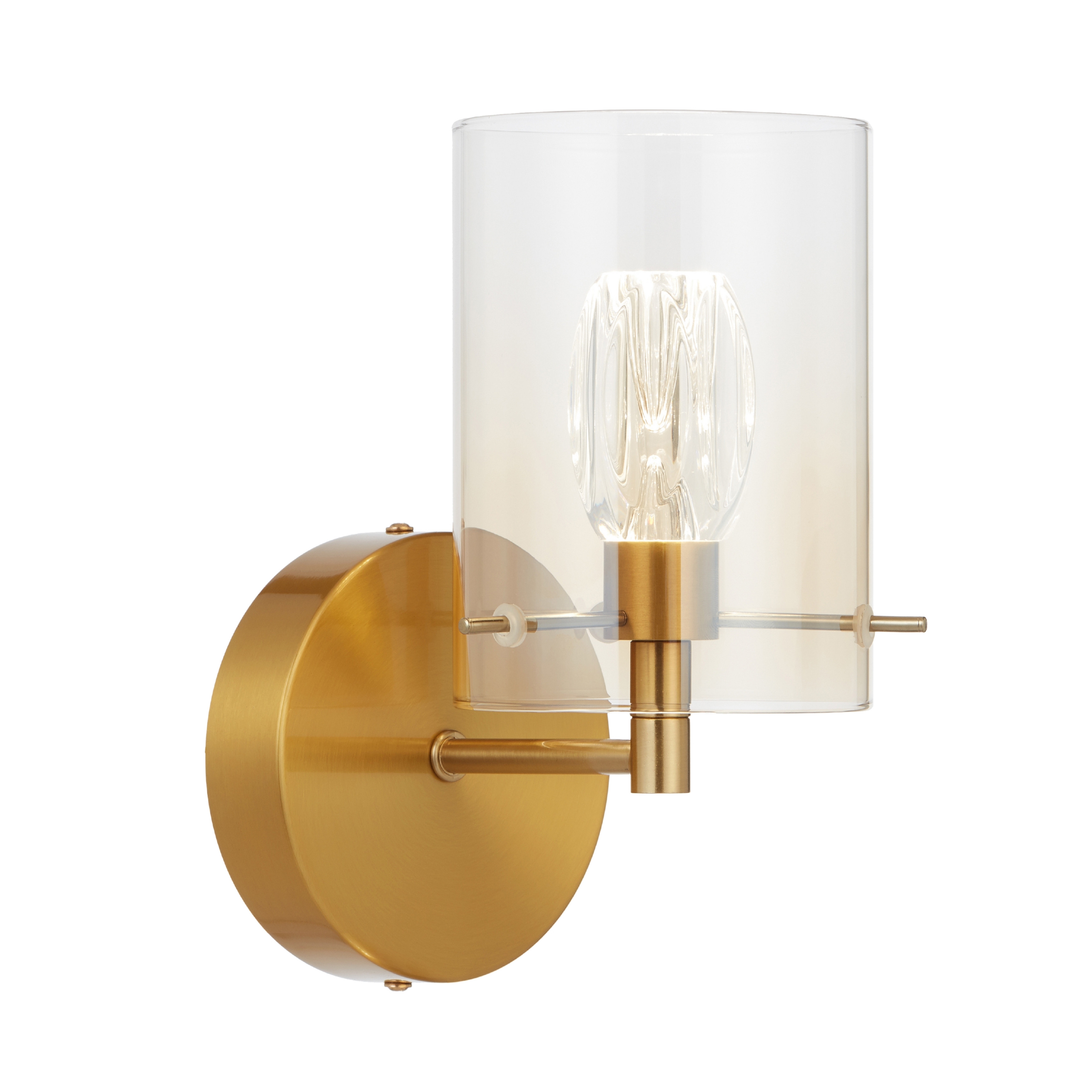 Franceville Gold LED Wall Light - Amber Glass