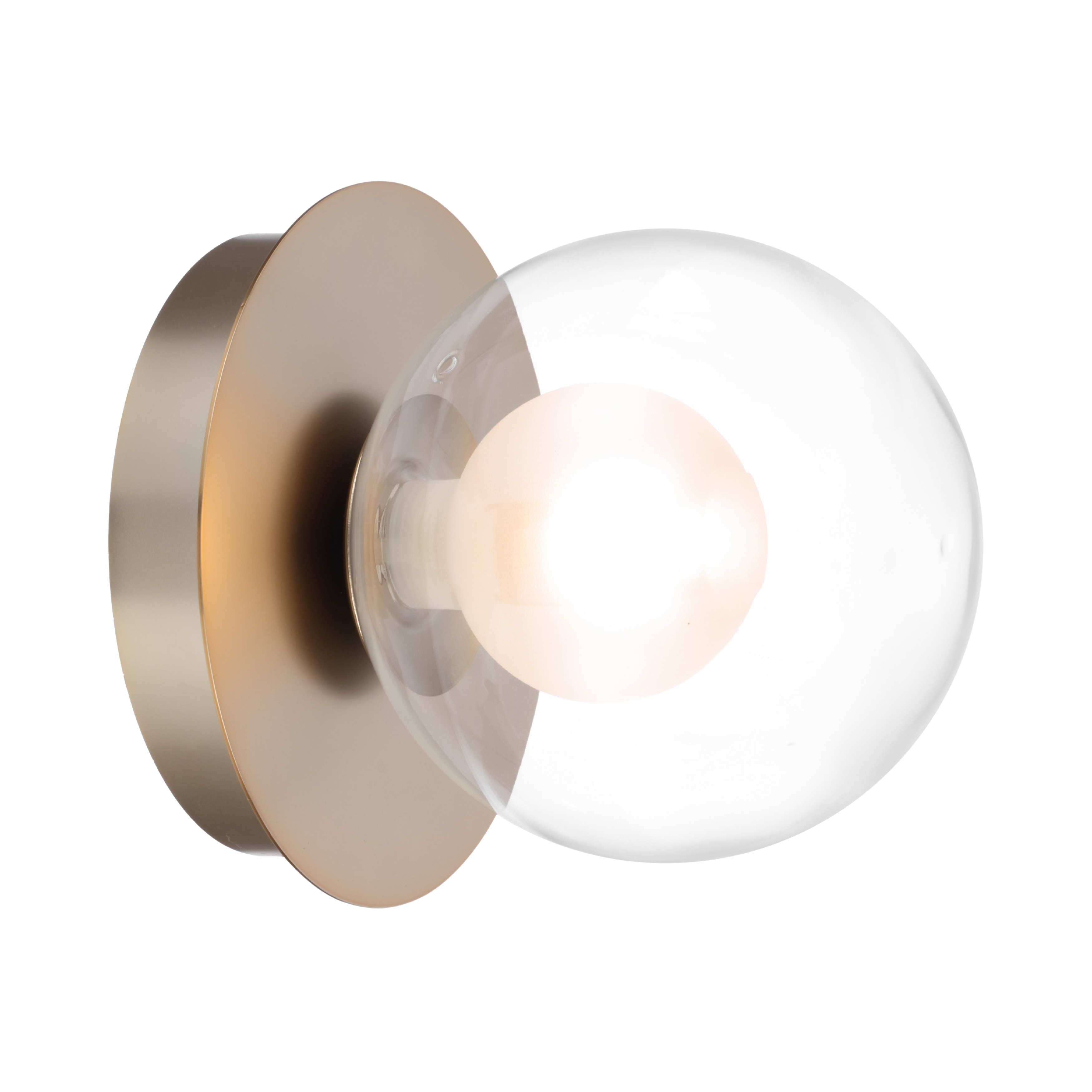 Marcy Double Glass Contemporary Wall Light - Matt Gold